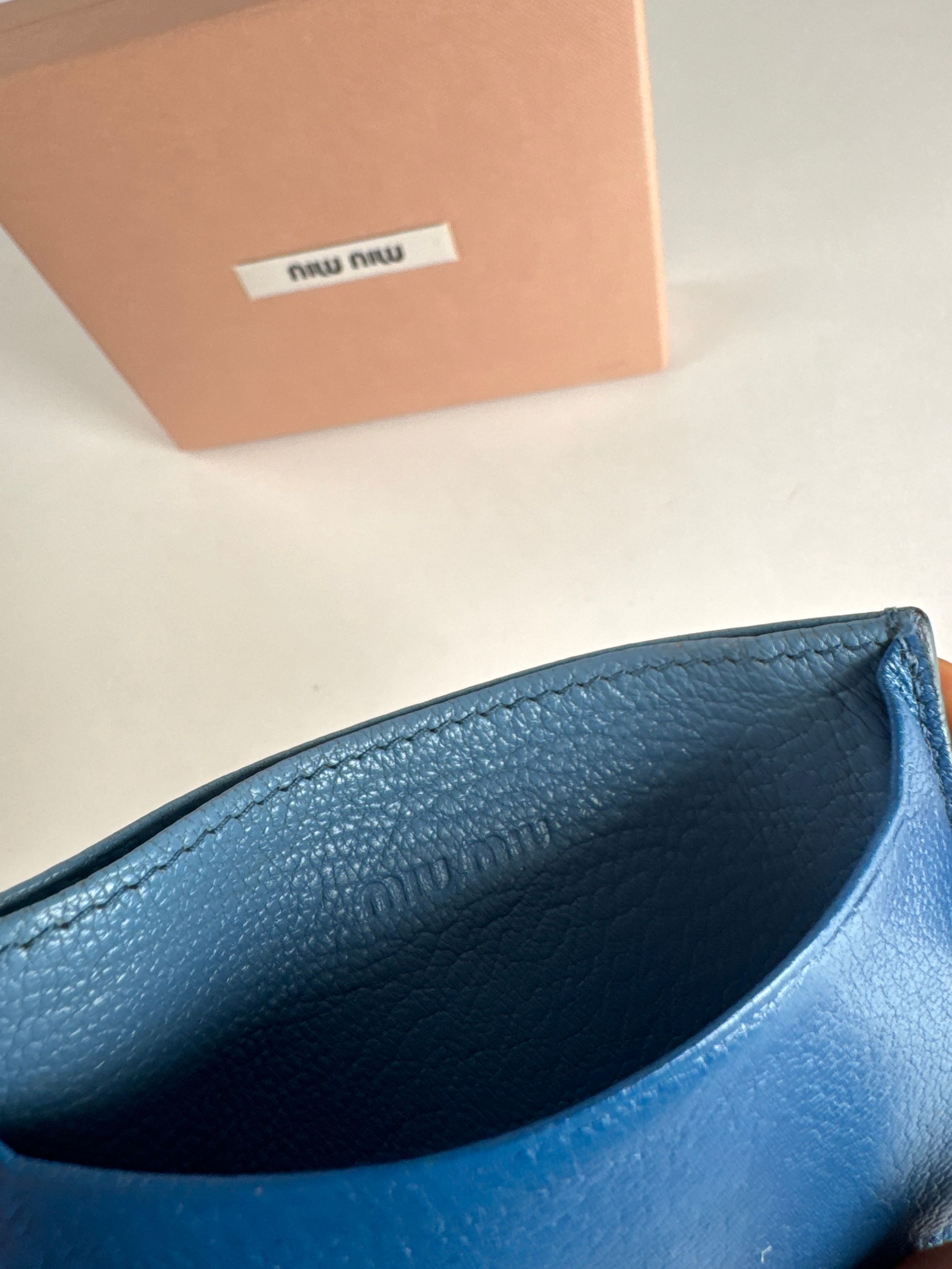 Miu Miu Vintage Leather Card Holder Blue Size ONE SIZE - 3 Thumbnail