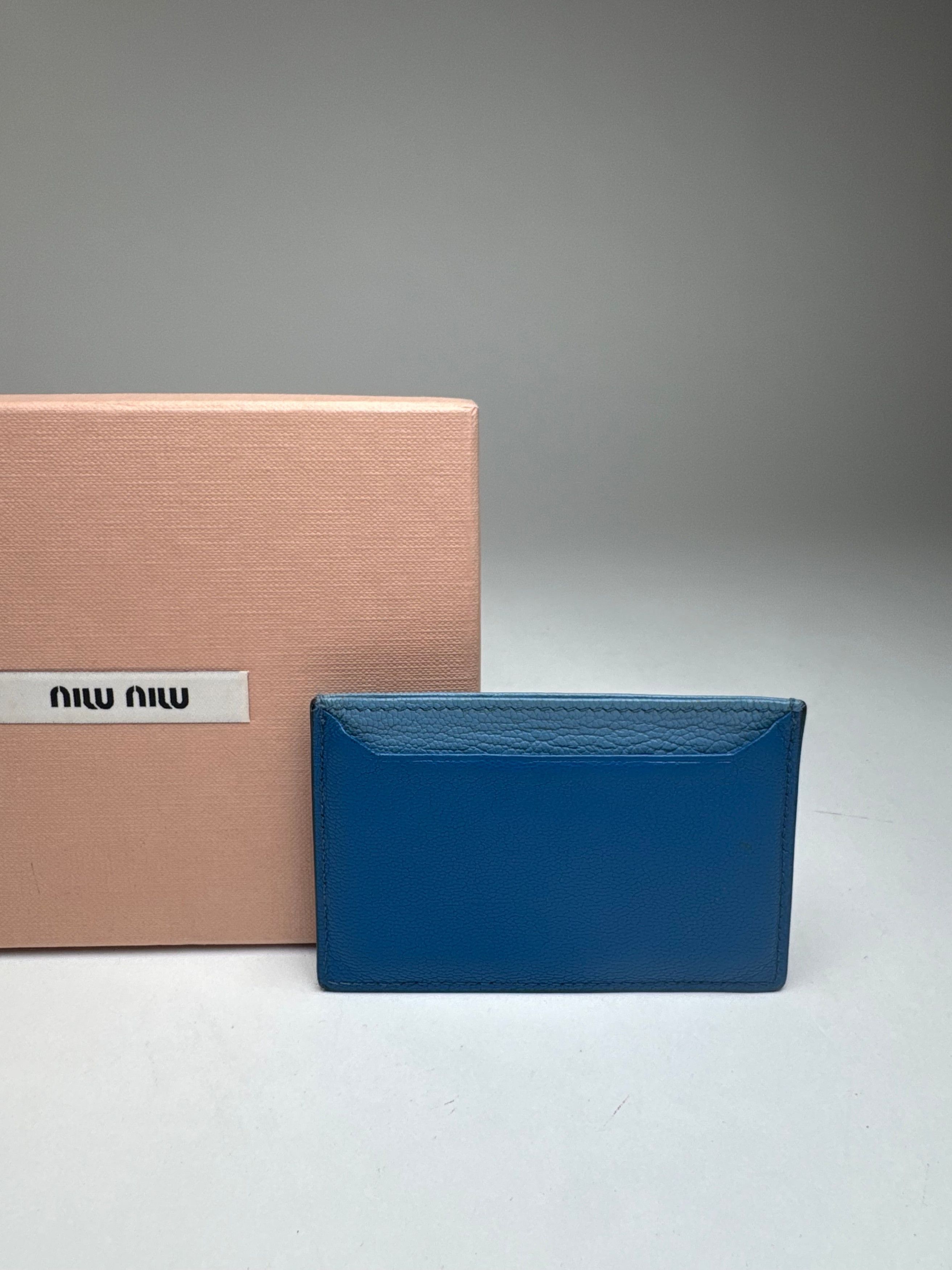 Miu Miu Vintage Leather Card Holder Blue Size ONE SIZE - 9 Thumbnail