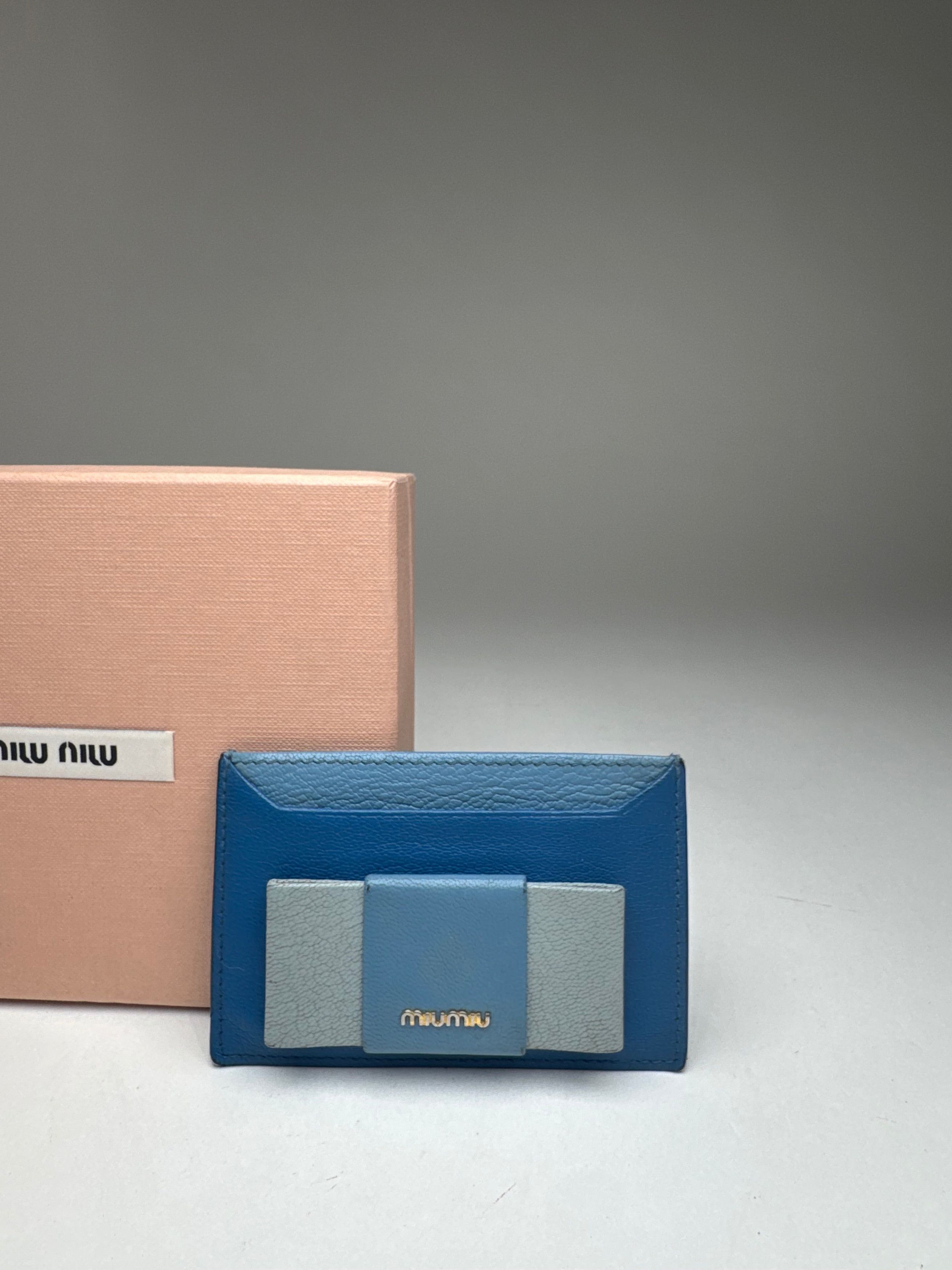 Miu Miu Vintage Leather Card Holder Blue Size ONE SIZE - 10 Thumbnail