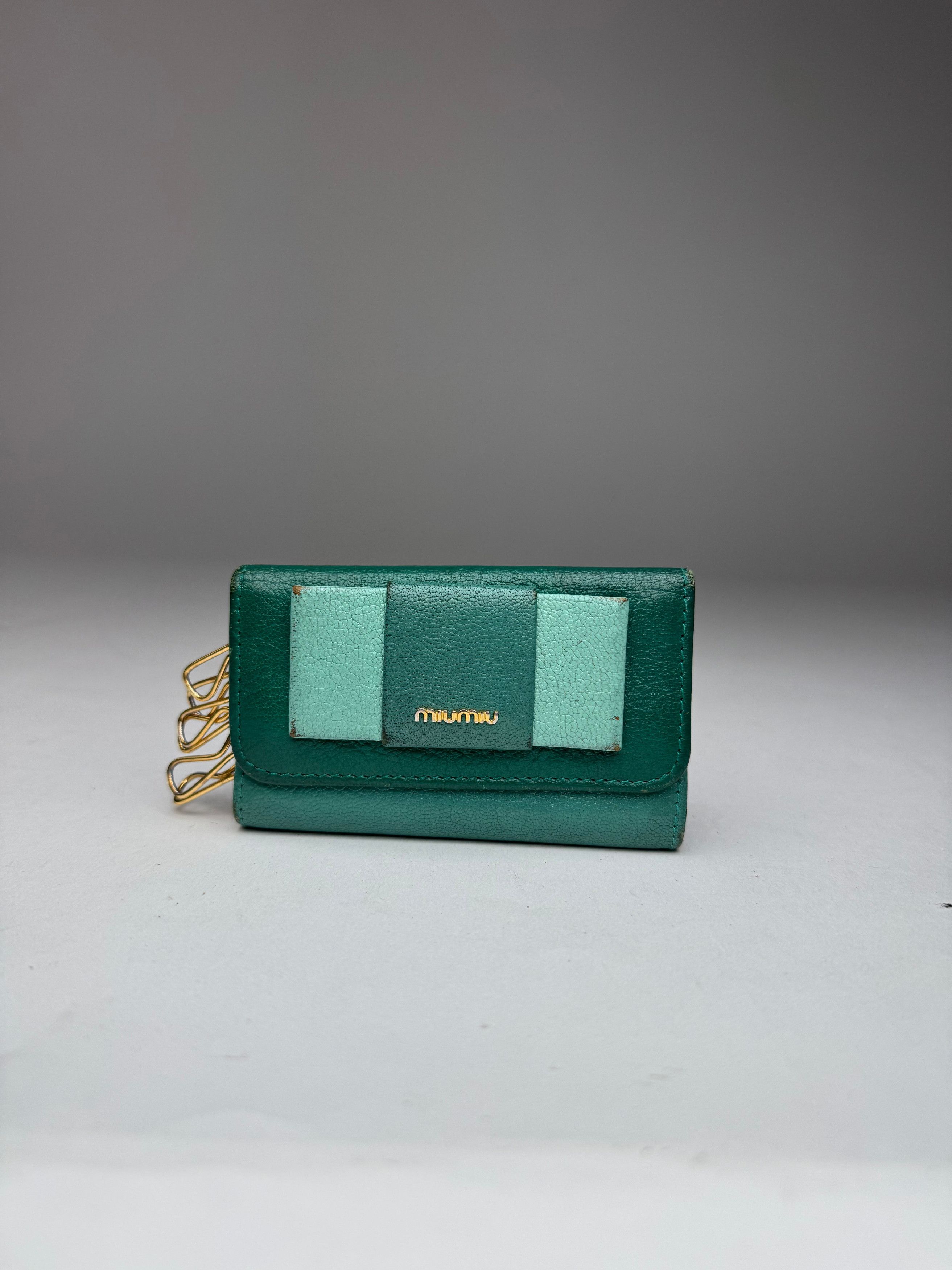Miu Miu Vintage Leather Key Holder Green Size ONE SIZE - 2 Thumbnail