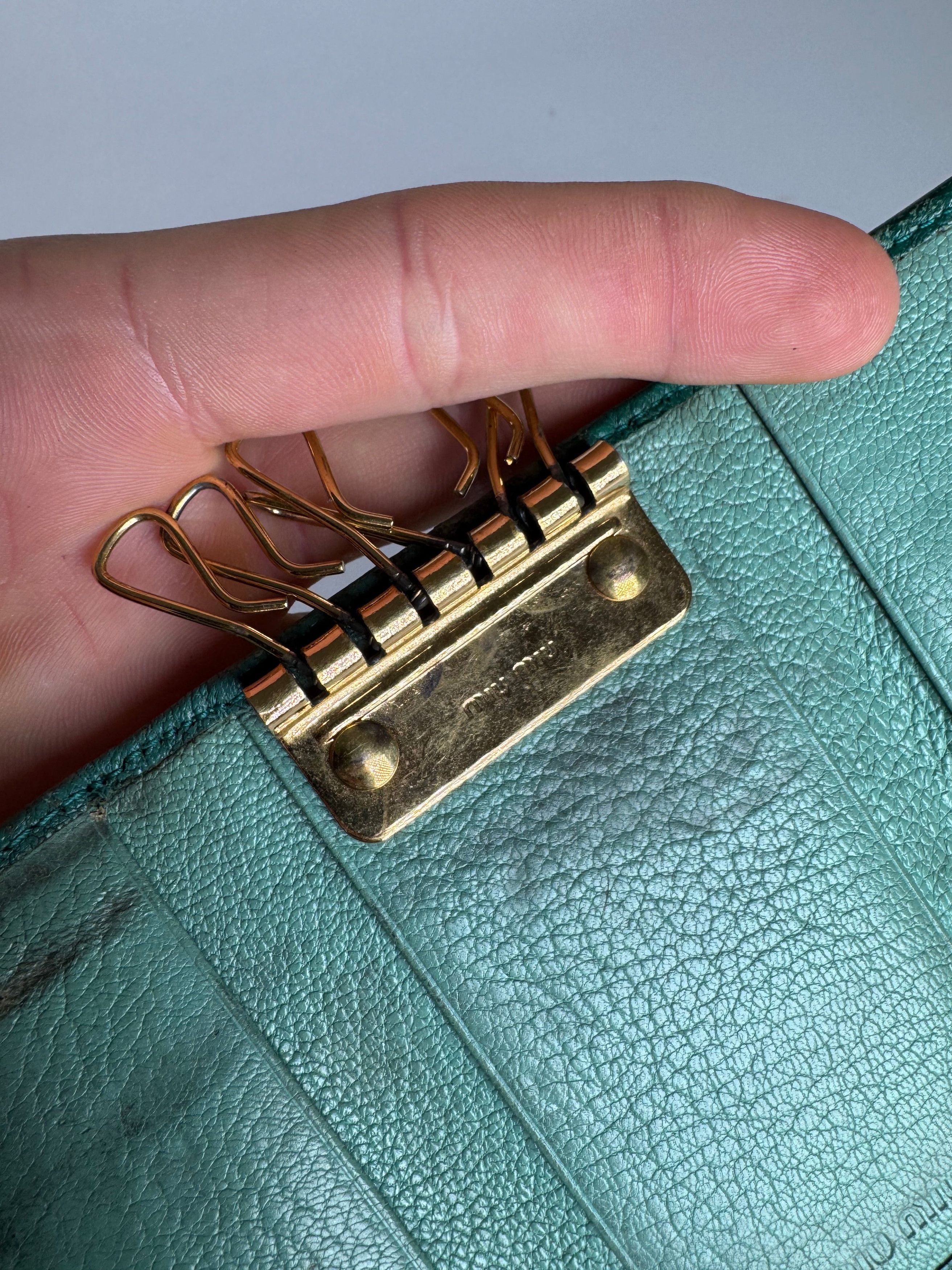 Miu Miu Vintage Leather Key Holder Green Size ONE SIZE - 8 Thumbnail