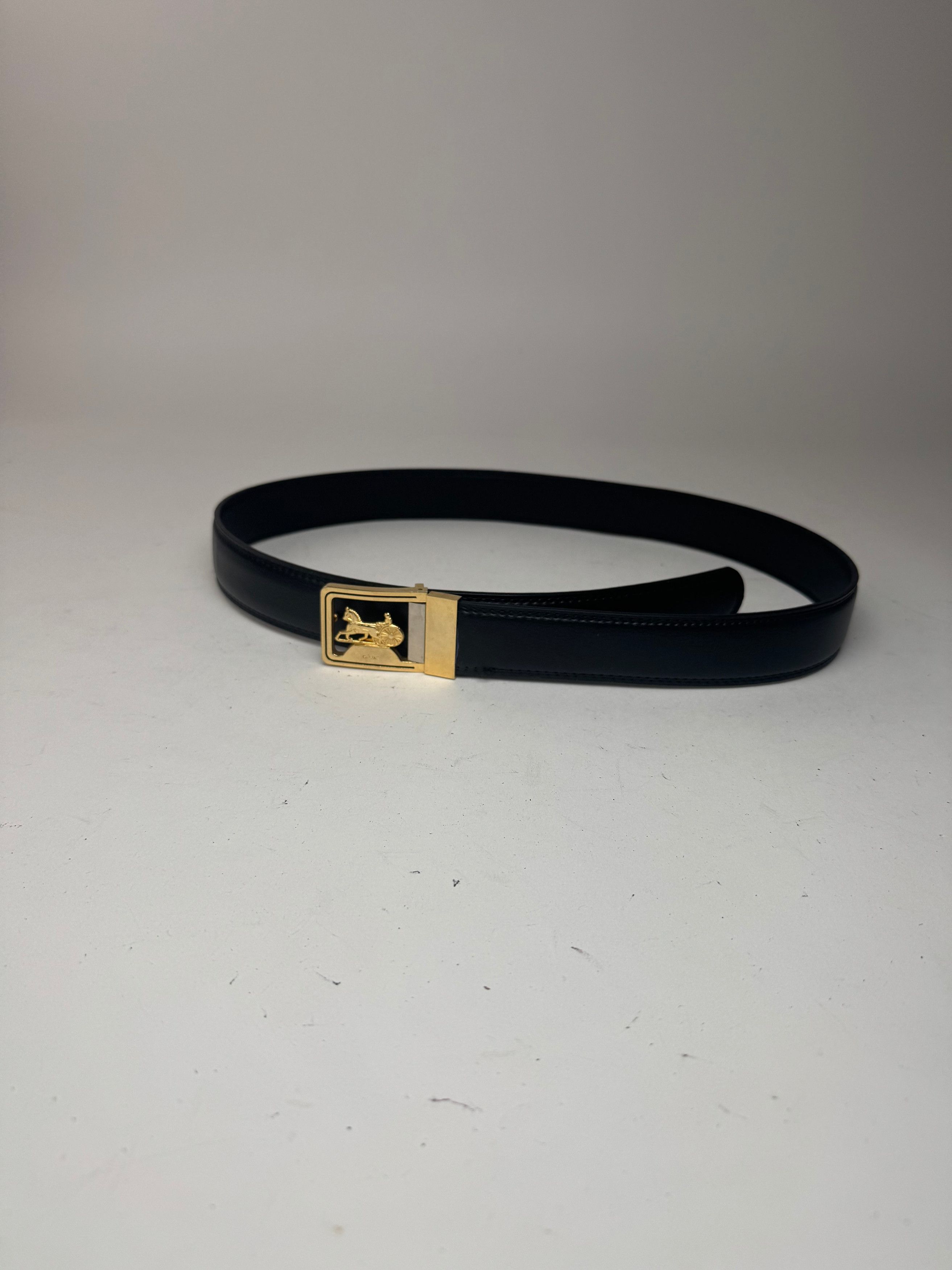 Celine Vintage Carriage Logo Leather belt black Size ONE SIZE - 5 Thumbnail