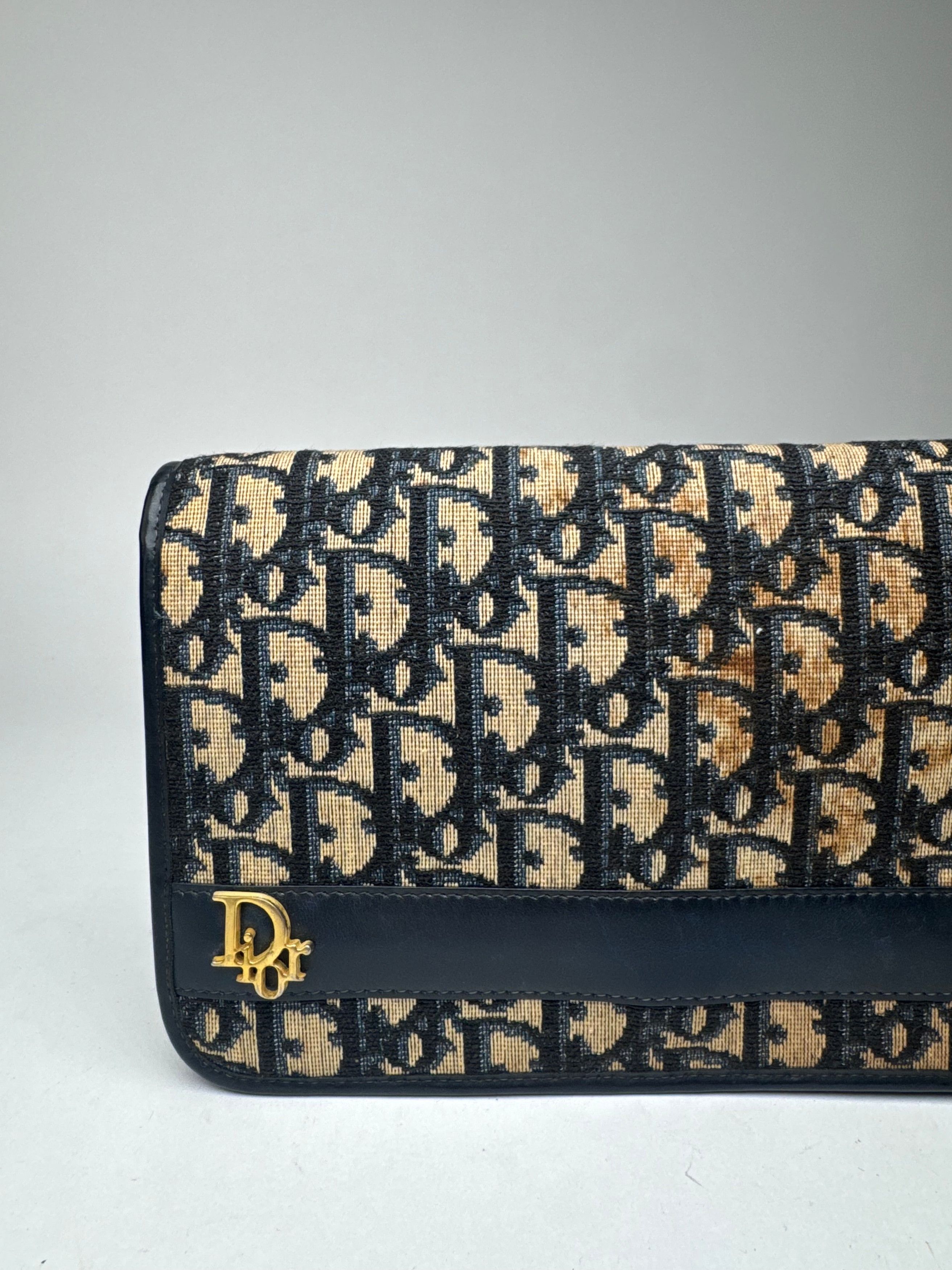 Dior Vintage Oblique monogram Clutch beige Navy Size ONE SIZE - 2 Thumbnail