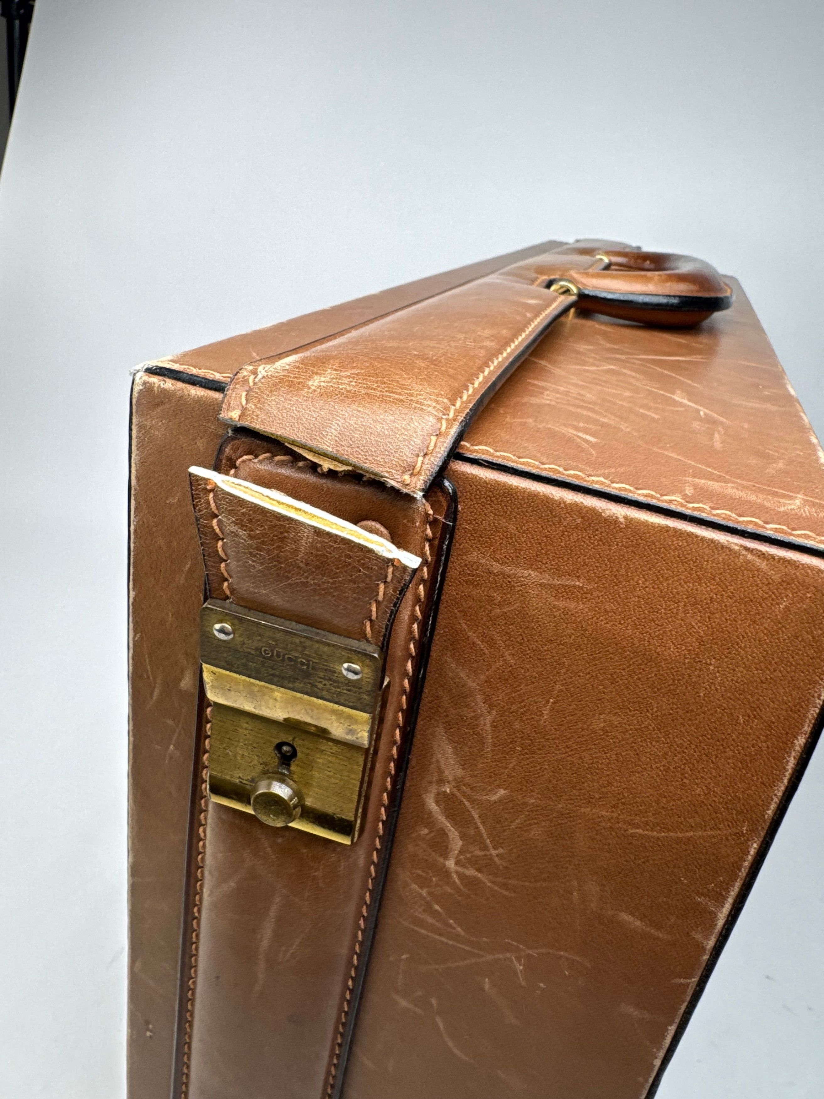 Gucci Vintage Leather Suitcase Brown Size ONE SIZE - 2 Thumbnail