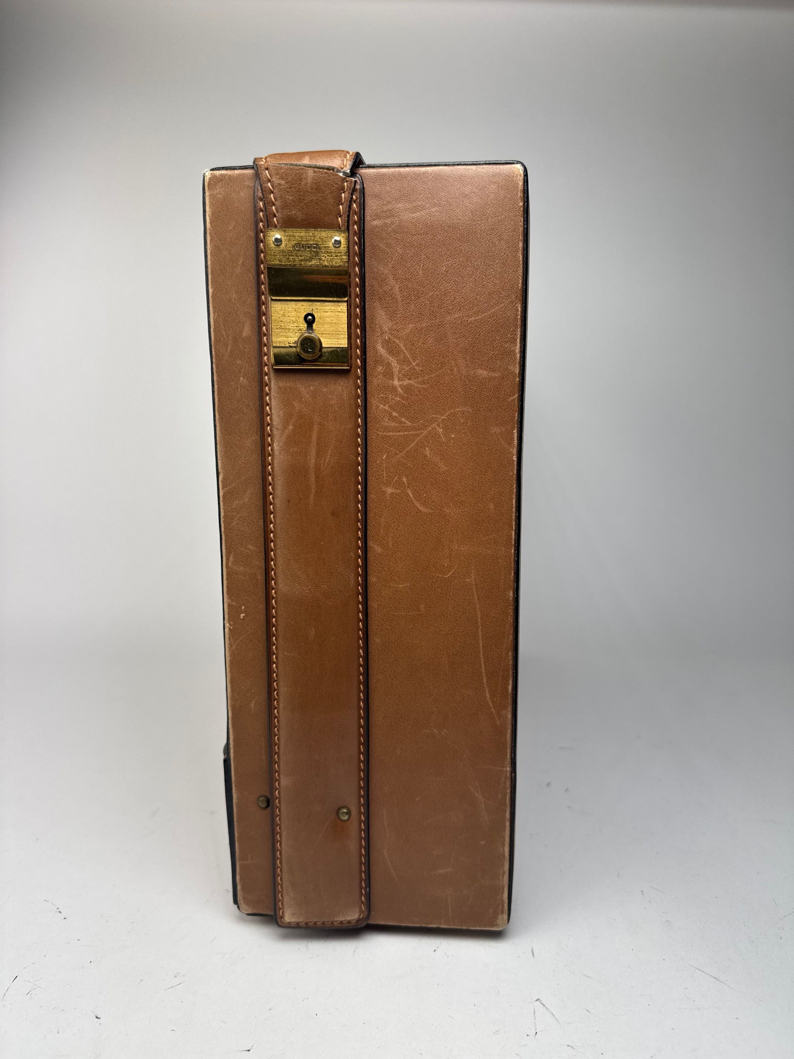 Gucci Vintage Leather Suitcase Brown Size ONE SIZE - 3 Thumbnail