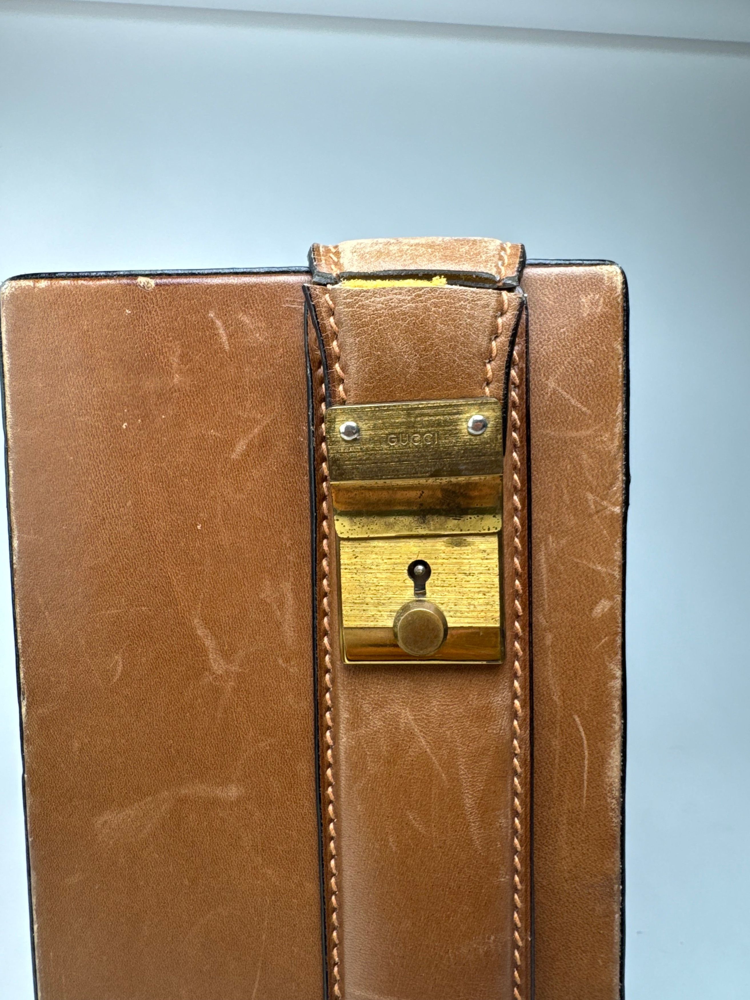 Gucci Vintage Leather Suitcase Brown Size ONE SIZE - 6 Thumbnail