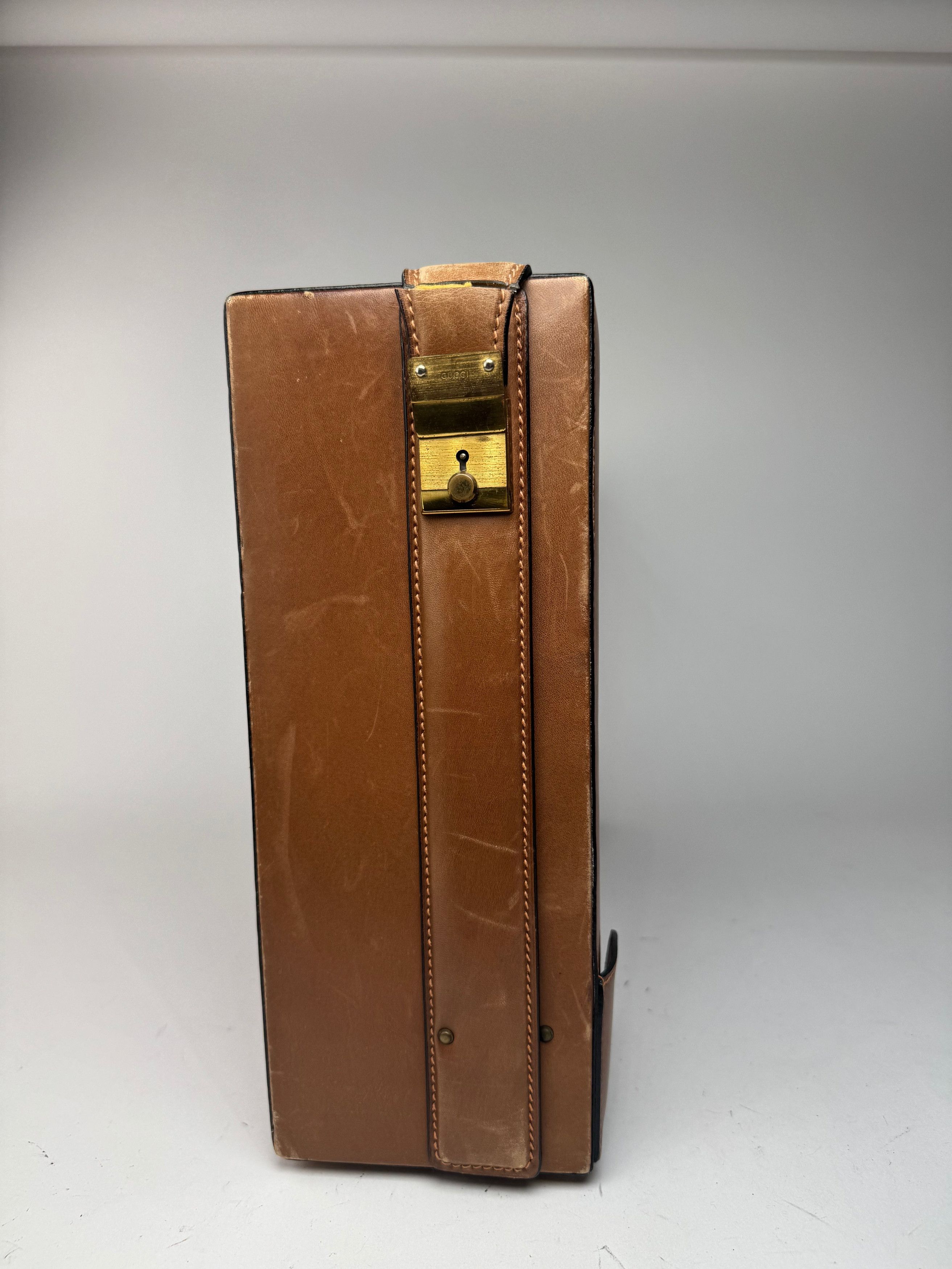 Gucci Vintage Leather Suitcase Brown Size ONE SIZE - 7 Thumbnail