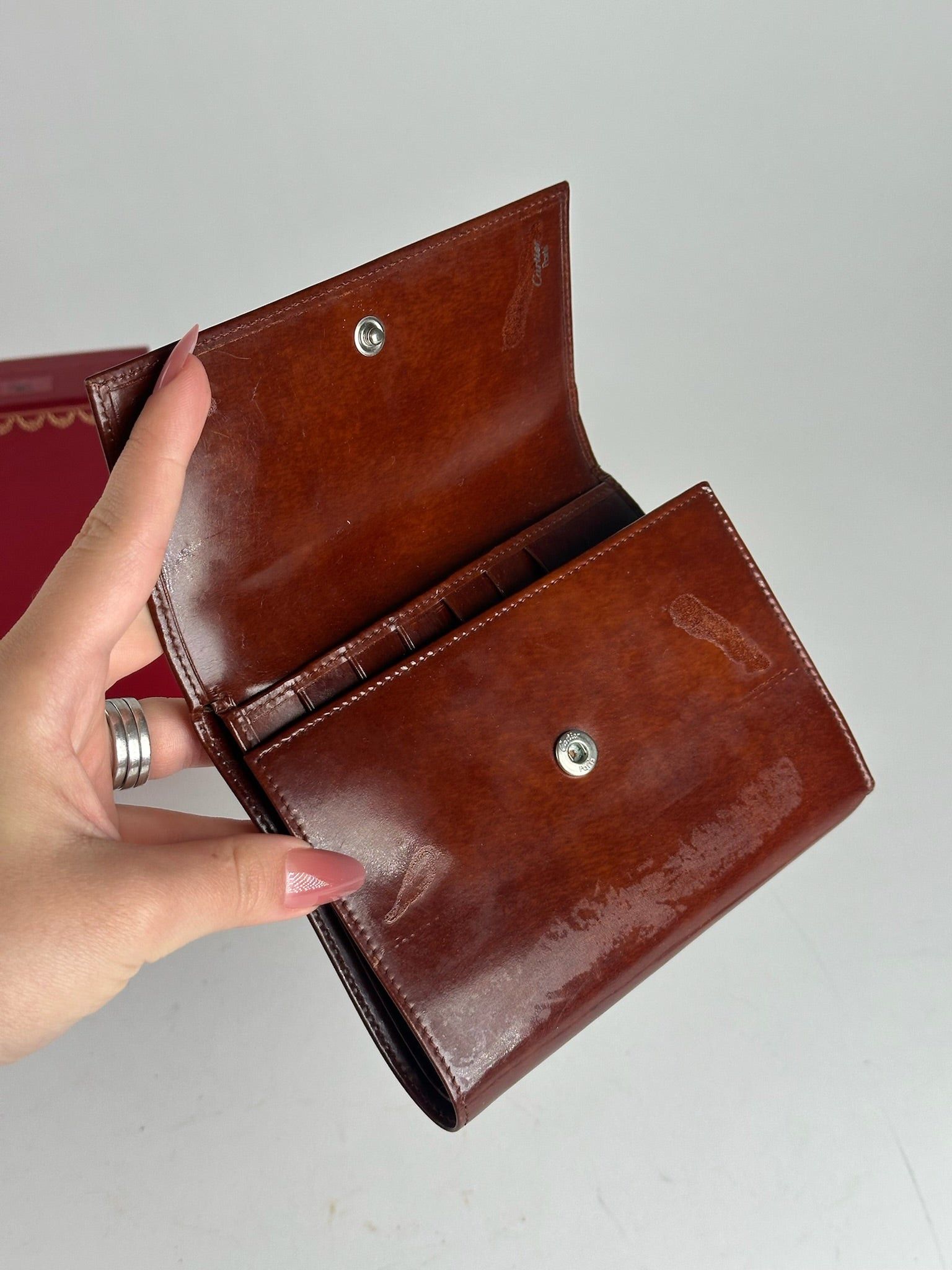Cartier Vintage patent leather Panthere wallet red Size ONE SIZE - 7 Thumbnail