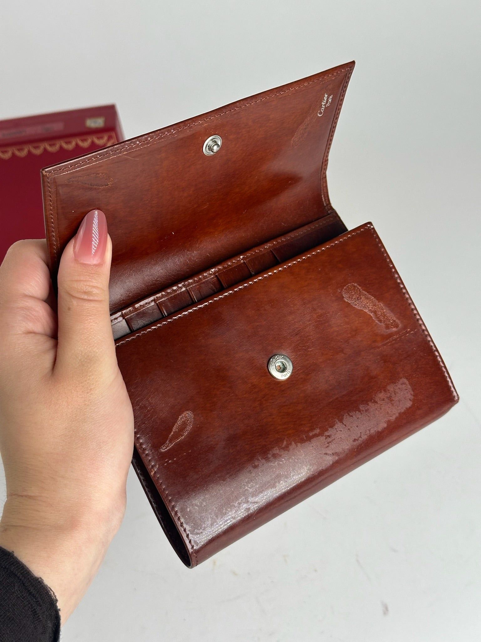 Cartier Vintage patent leather Panthere wallet red Size ONE SIZE - 4 Thumbnail