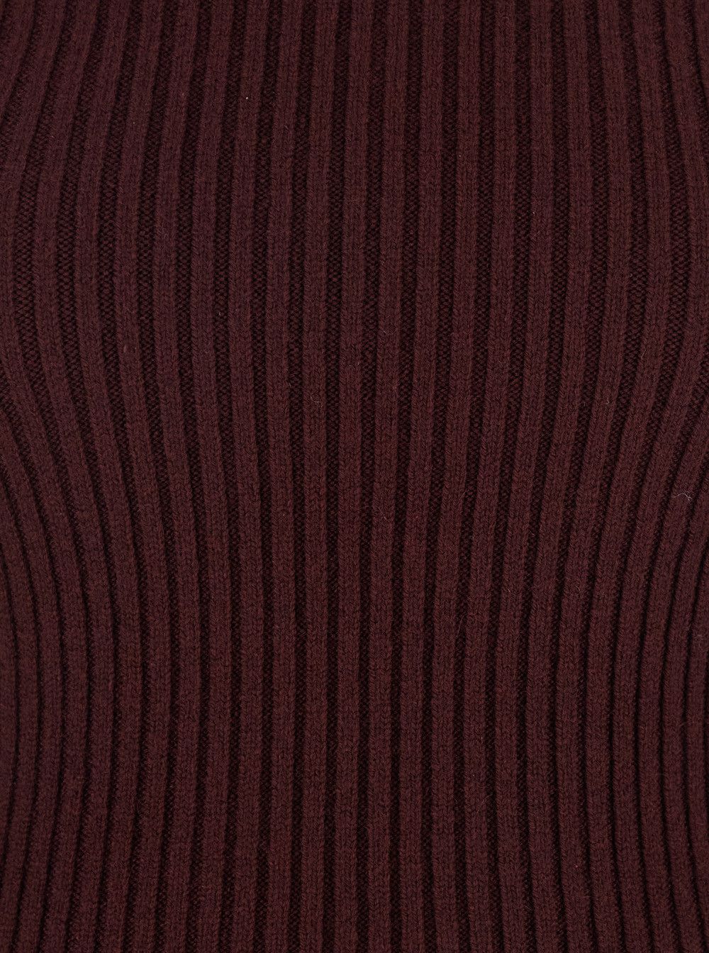Max Mara Bordeaux Turtleneck Sweater with Ribbed Design in Wool Blend Woman Size L / US 10 / IT 46 - 3 Thumbnail