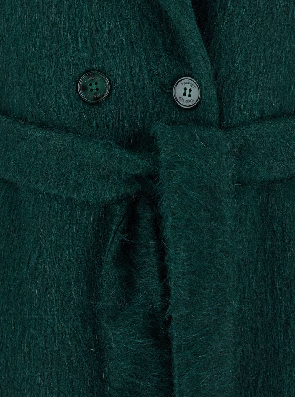 TWINSET Green Double-Breasted Coat with Notched Revers and Belt on the Front in Wool Blend Woman Size M / US 6-8 / IT 42-44 - 3 Thumbnail