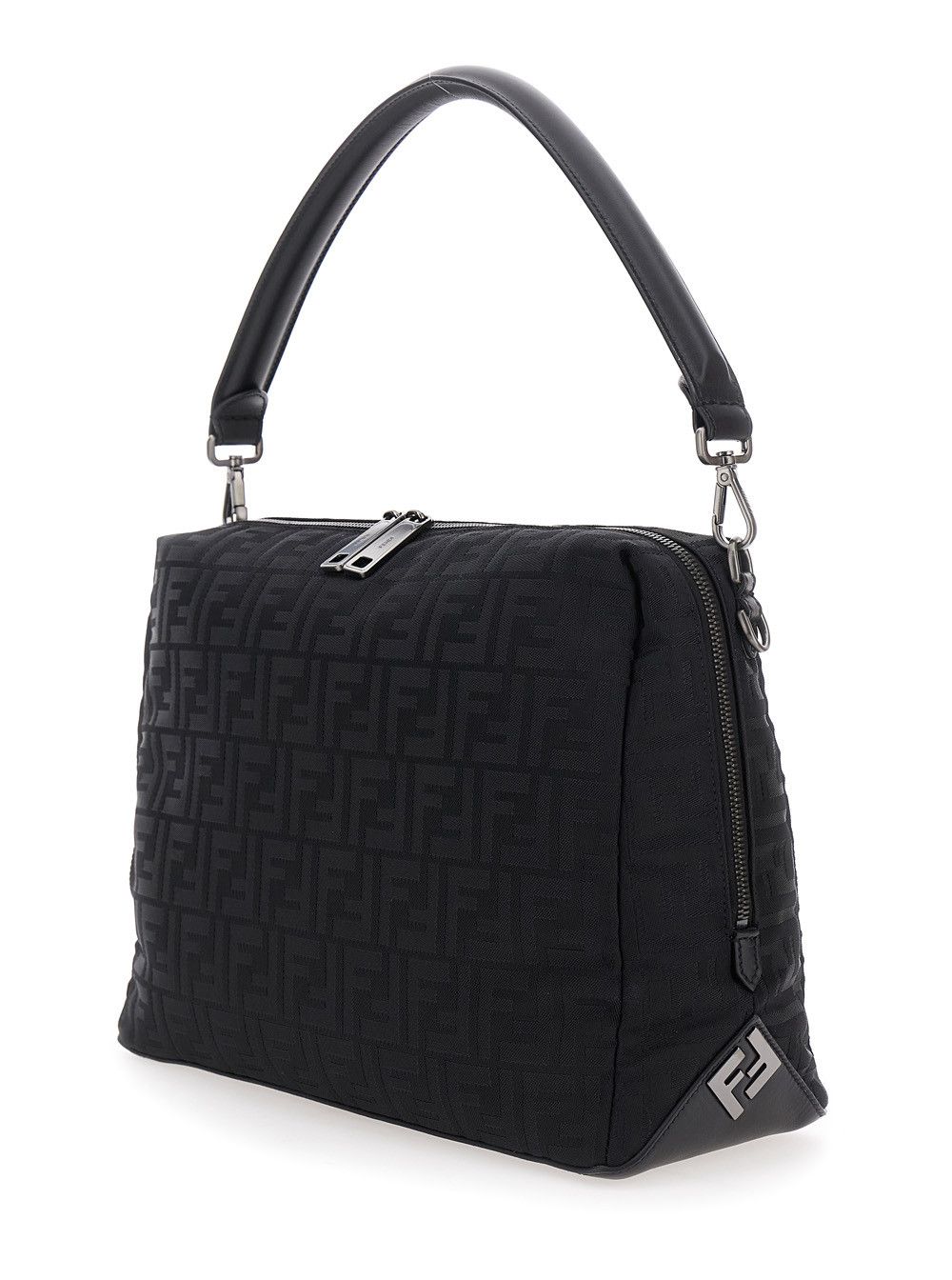 Fendi 'Lui Large' Black Shoulder Bag with All-Over FF Motif in Tech Fabric Man Size ONE SIZE - 2 Thumbnail