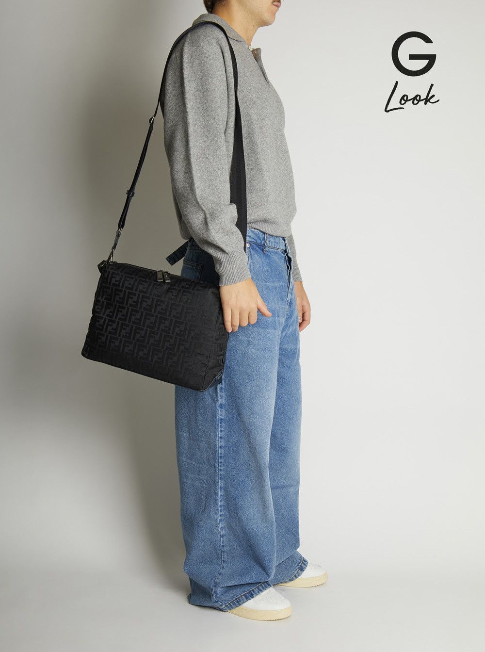 Fendi 'Lui Large' Black Shoulder Bag with All-Over FF Motif in Tech Fabric Man Size ONE SIZE - 7 Thumbnail