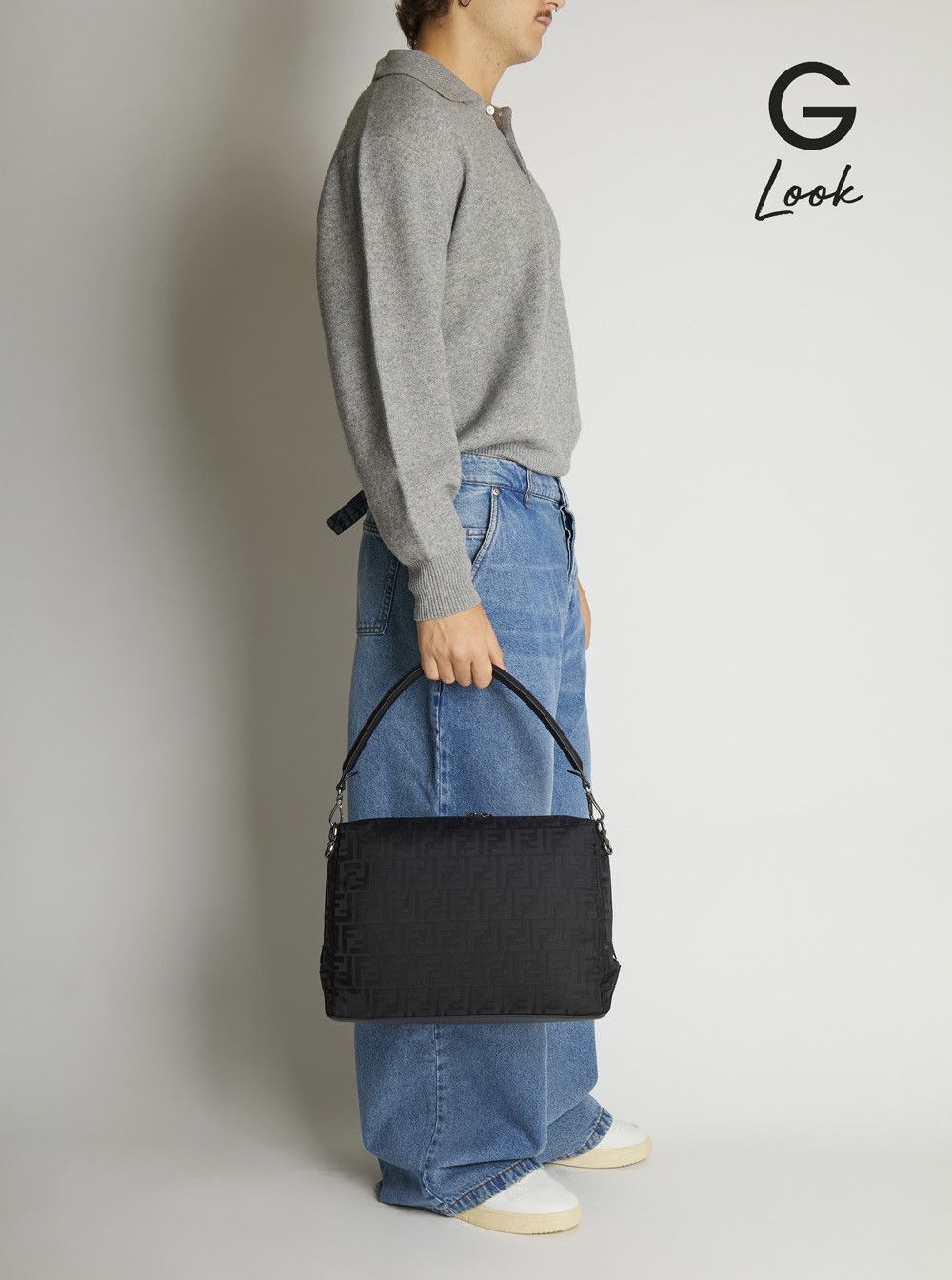 Fendi 'Lui Large' Black Shoulder Bag with All-Over FF Motif in Tech Fabric Man Size ONE SIZE - 6 Thumbnail