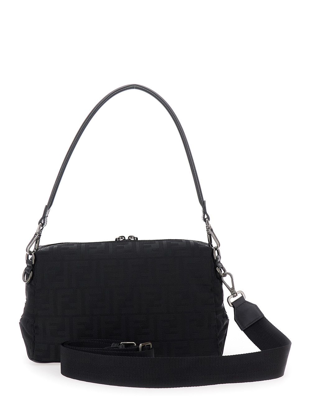 Fendi Black Shoulder Bag 'Lui Medium' with FF All-Over Motif in Tech Fabric for Men Size ONE SIZE - 4 Thumbnail