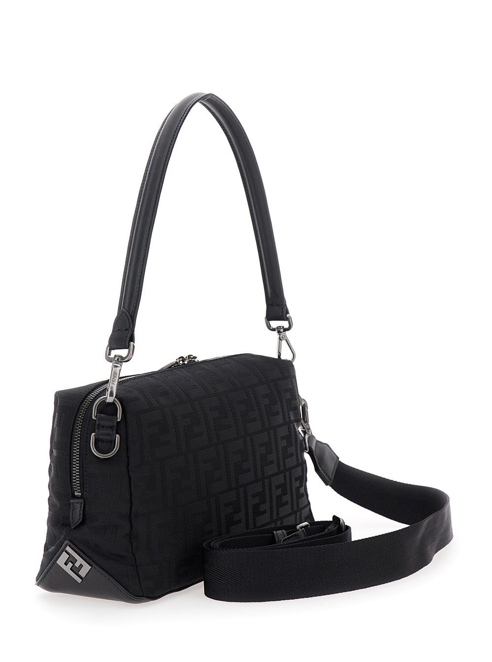 Fendi Black Shoulder Bag 'Lui Medium' with FF All-Over Motif in Tech Fabric for Men Size ONE SIZE - 3 Thumbnail