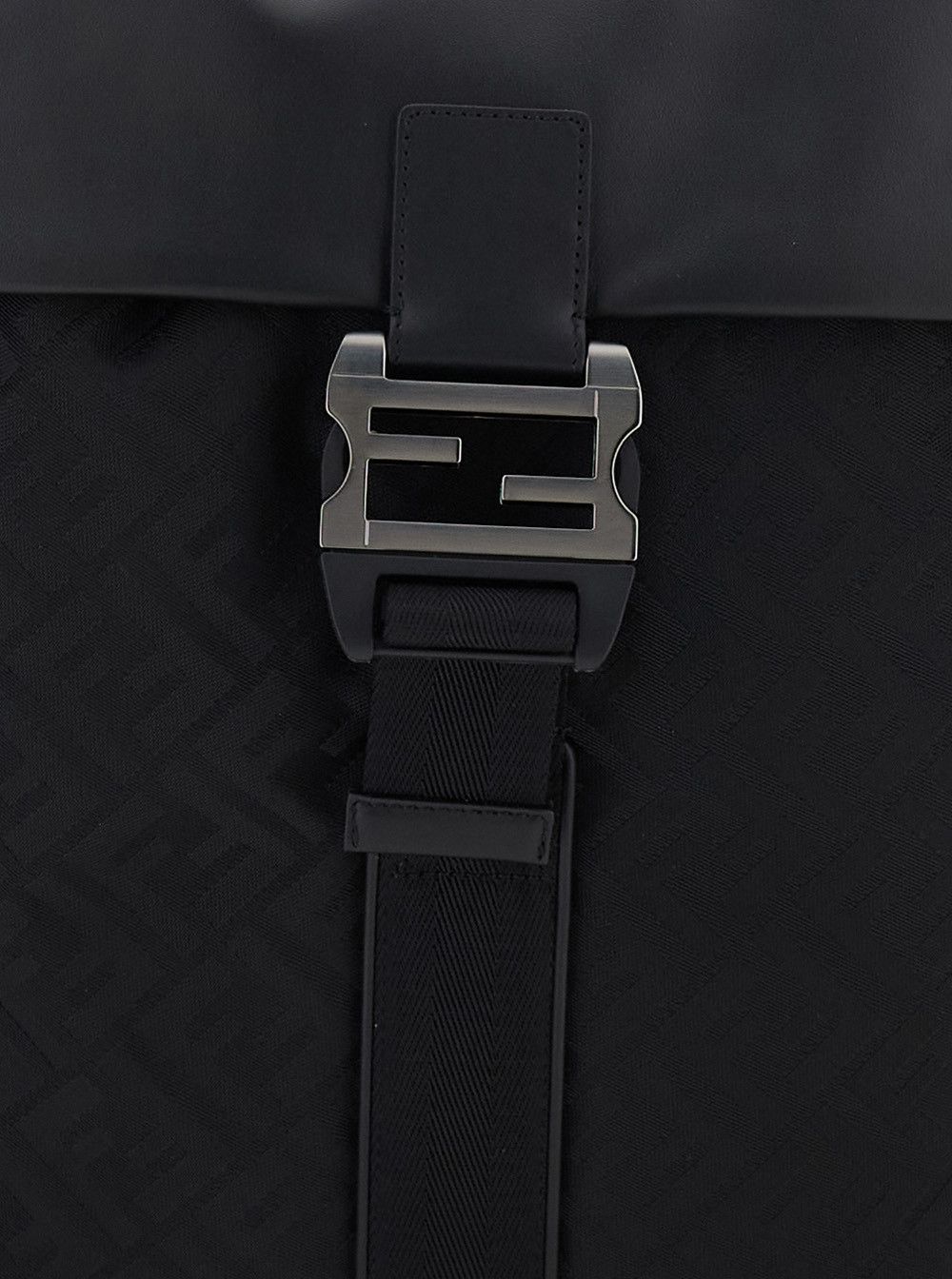 Fendi Black Backpack with Logo Plaque and All-Over FF Motif in Nylon Man Size ONE SIZE - 5 Thumbnail