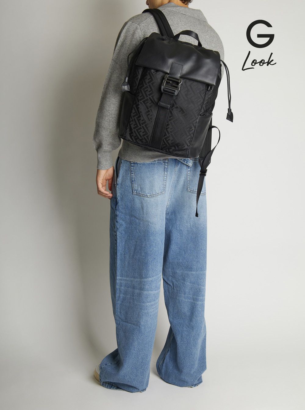 Fendi Black Backpack with Logo Plaque and All-Over FF Motif in Nylon Man Size ONE SIZE - 6 Thumbnail