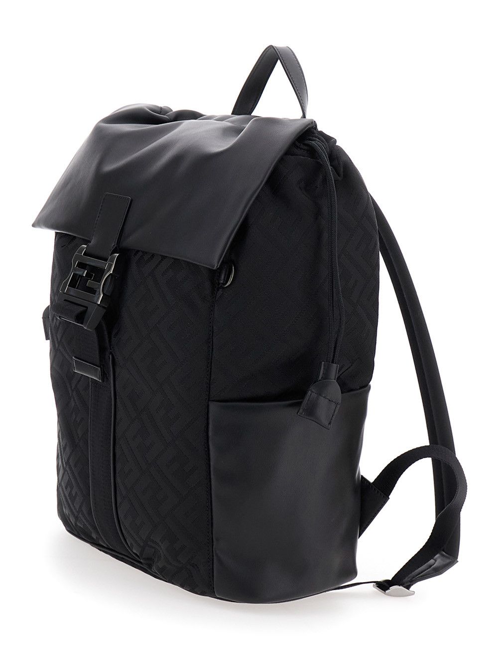 Fendi Black Backpack with Logo Plaque and All-Over FF Motif in Nylon Man Size ONE SIZE - 2 Thumbnail