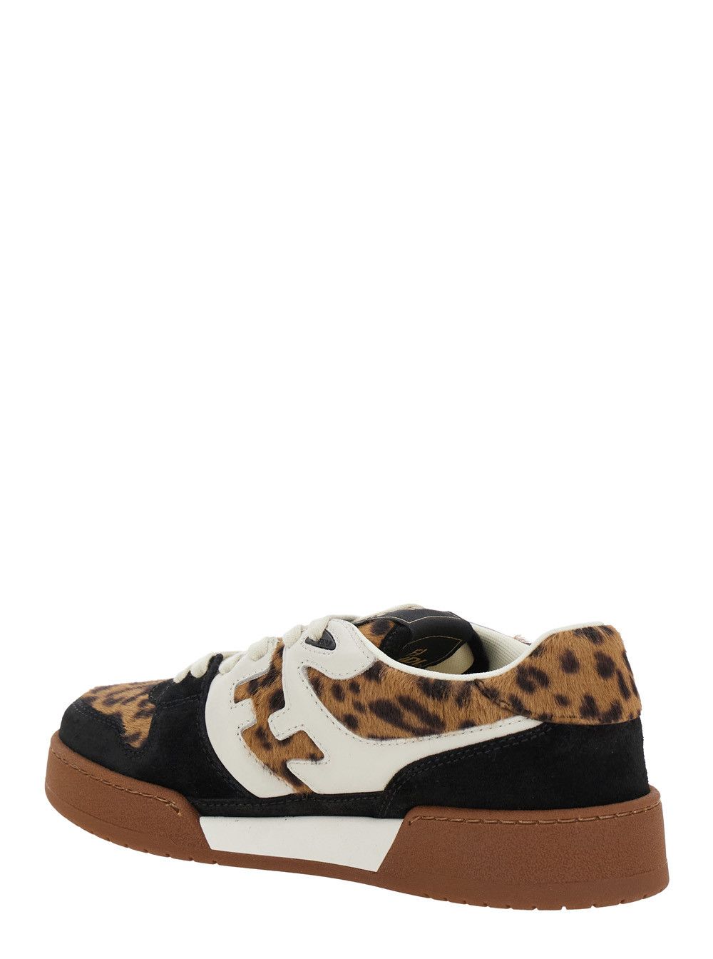 Fendi 'Fendi Match' Brown Low Top Sneakers with FF Application and Leopard Motif in Mixed Leather Woman Size US 8 / IT 38 - 3 Thumbnail