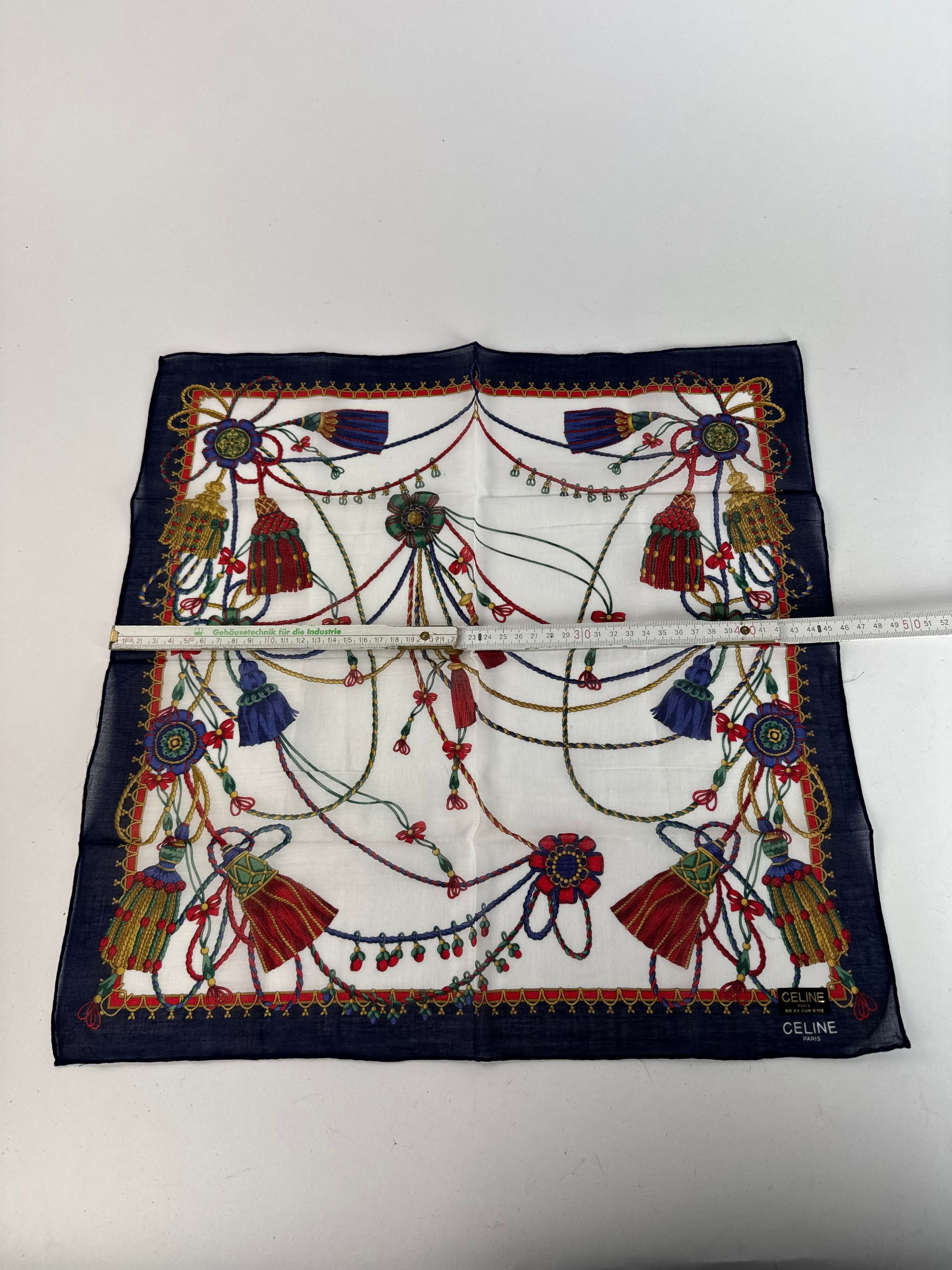 Celine Vintage Scarf Navy White Size ONE SIZE - 7 Thumbnail