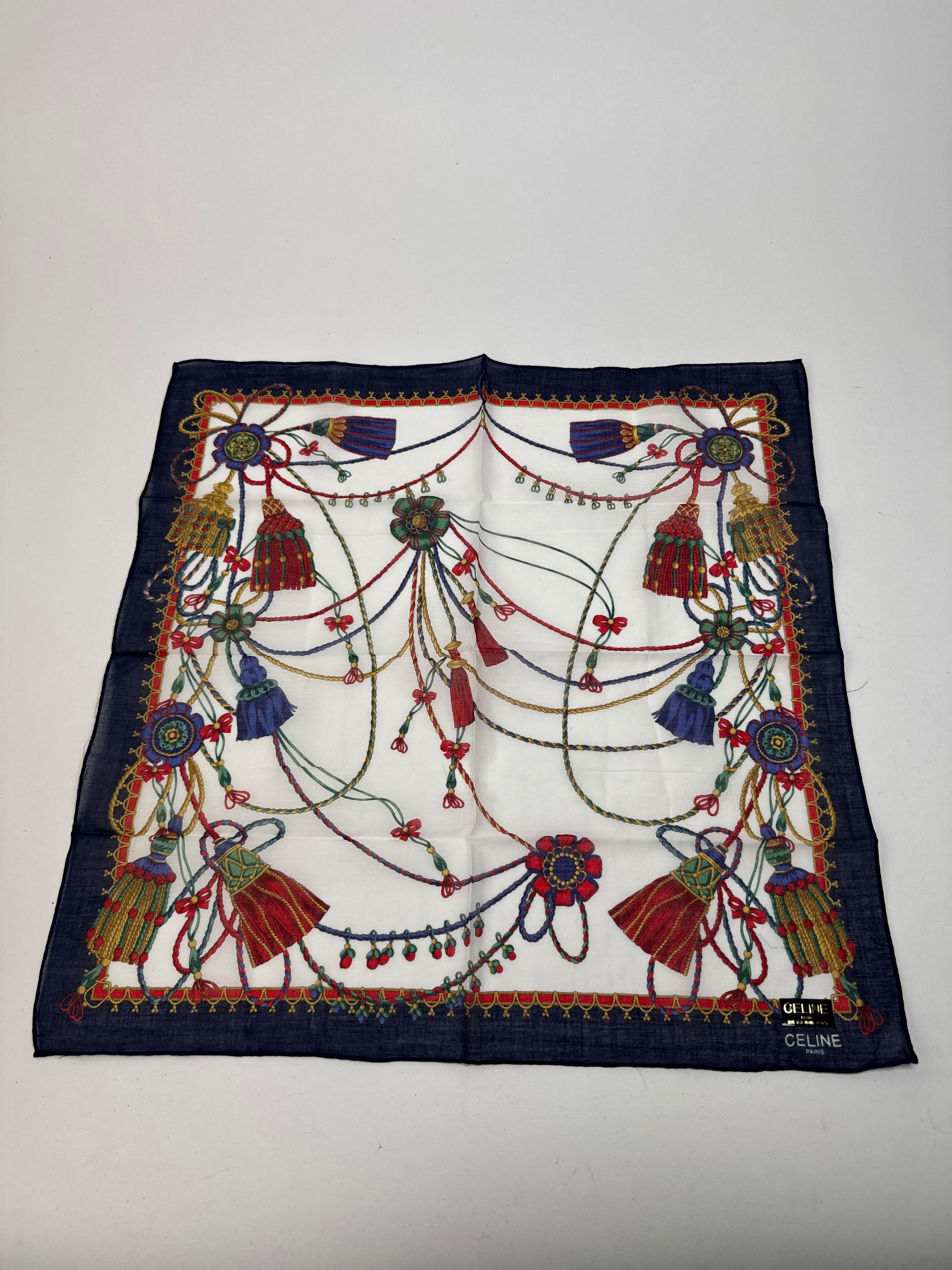 Celine Vintage Scarf Navy White Size ONE SIZE - 4 Thumbnail