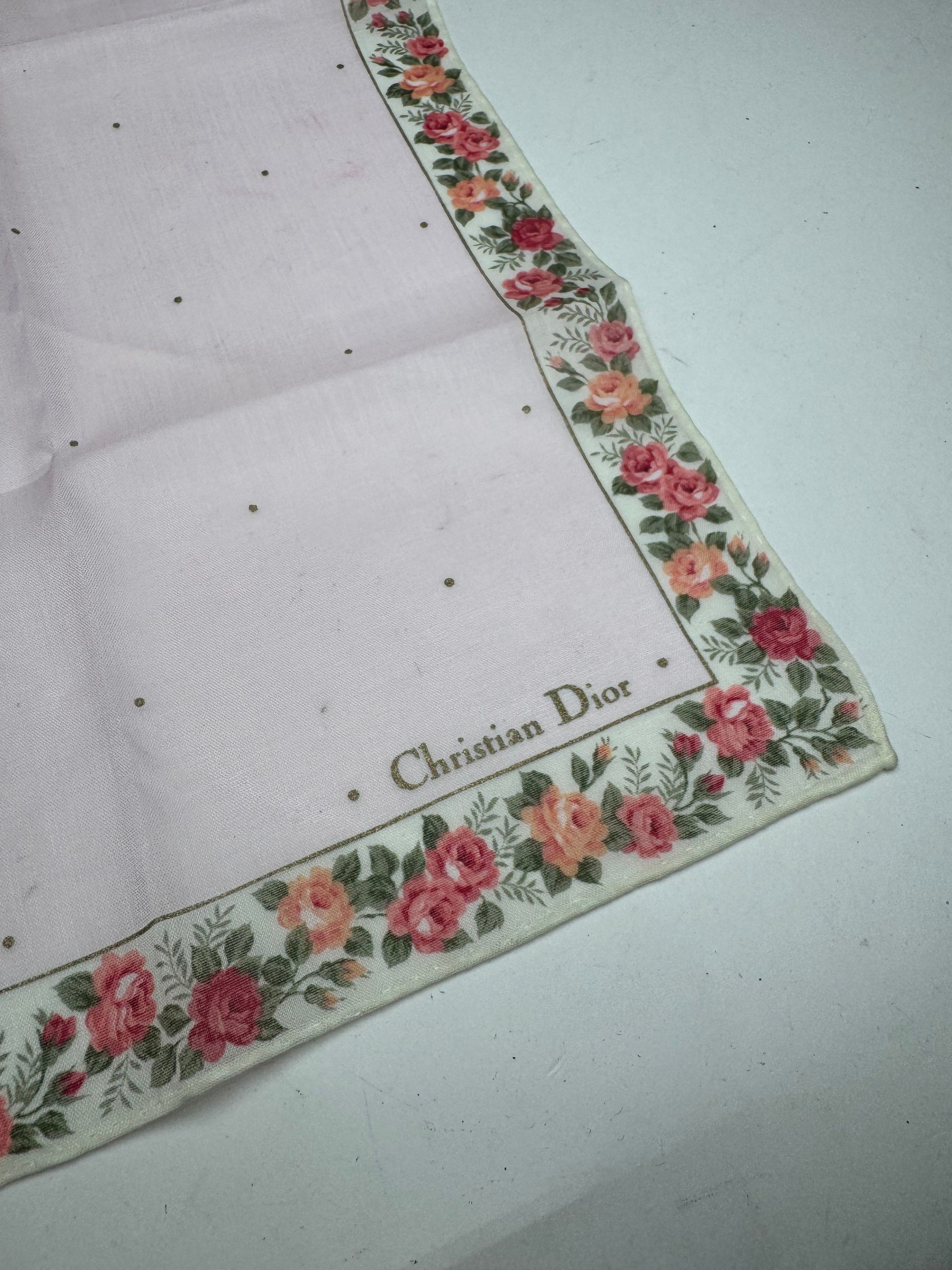 Dior Vintage Floral Scarf pink Size ONE SIZE - 2 Thumbnail