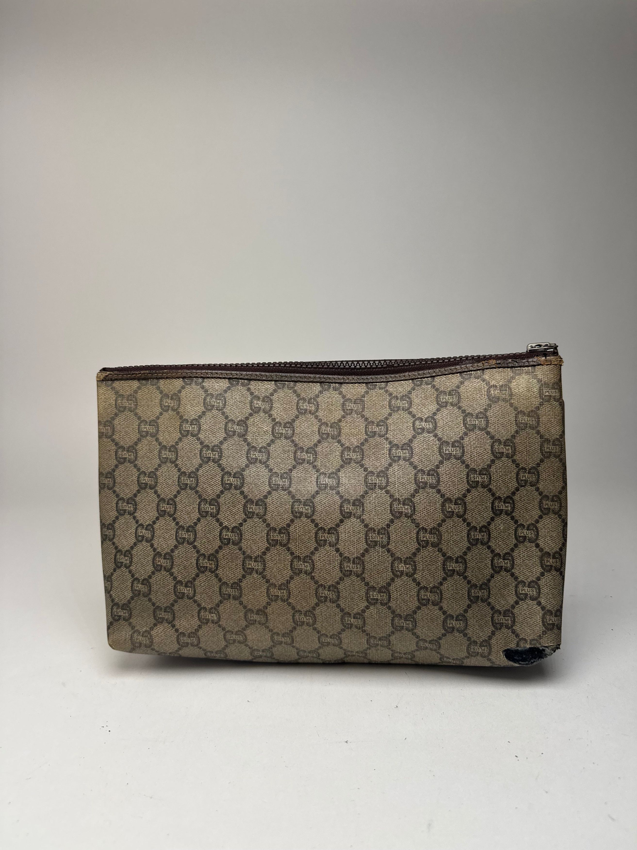 Gucci Vintage Plus Leather Clutch Brown Grey Size ONE SIZE - 2 Thumbnail