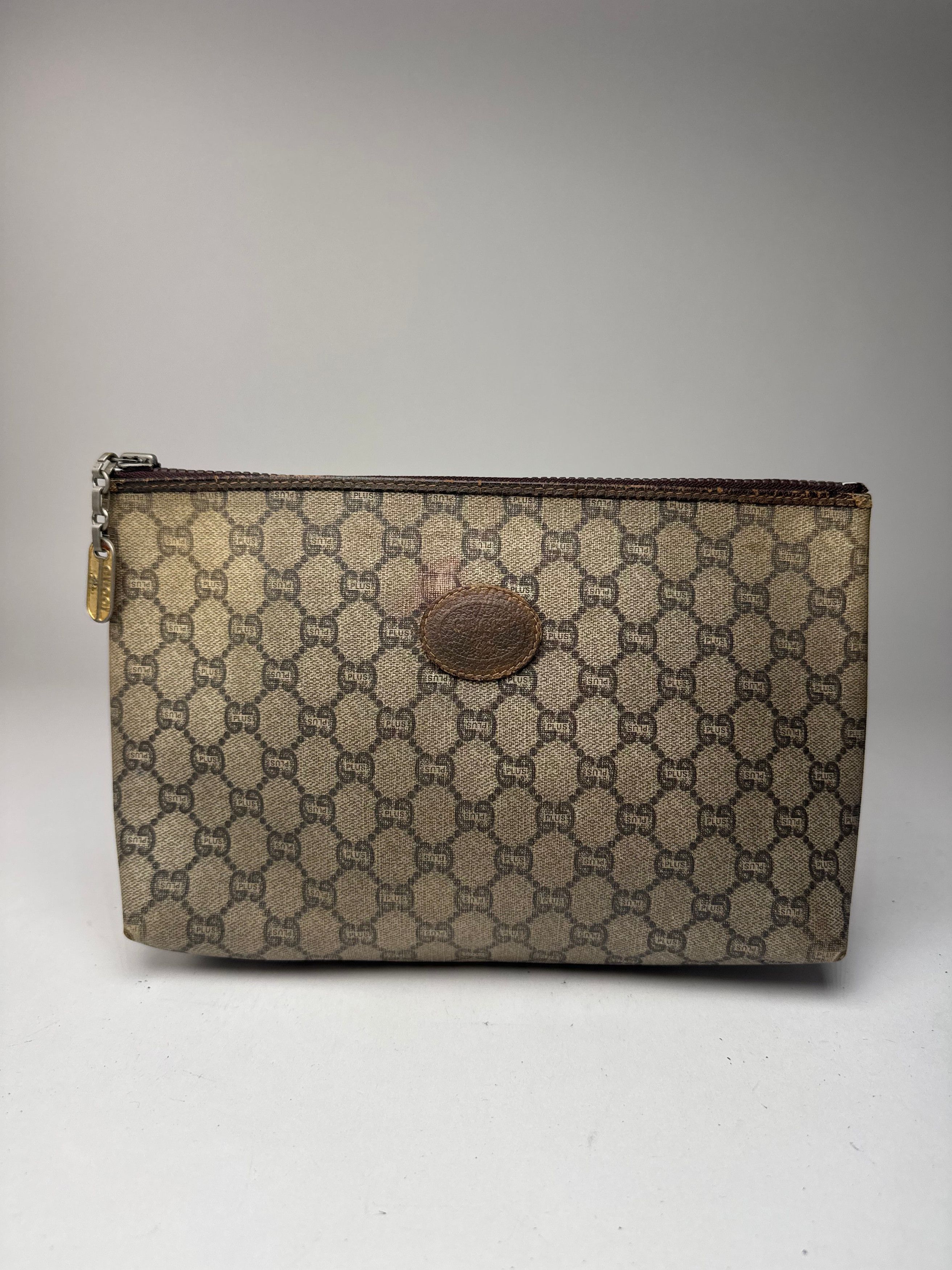 Gucci Vintage Plus Leather Clutch Brown Grey Size ONE SIZE - 10 Thumbnail