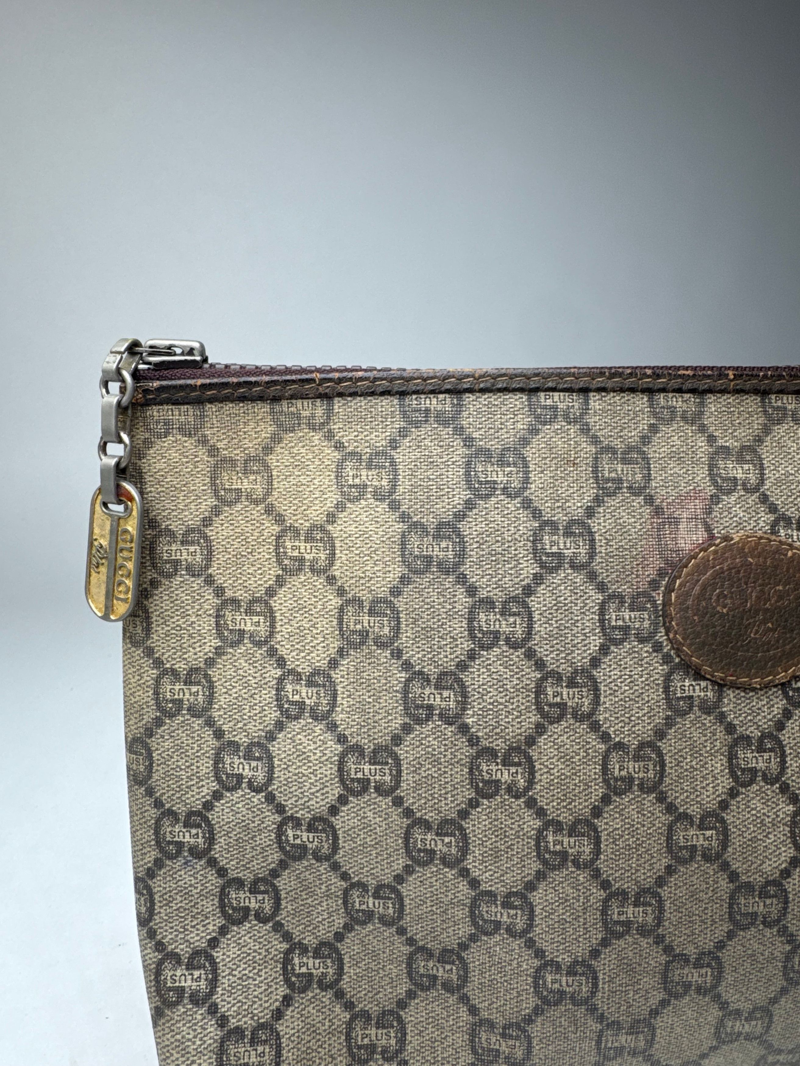Gucci Vintage Plus Leather Clutch Brown Grey Size ONE SIZE - 3 Thumbnail
