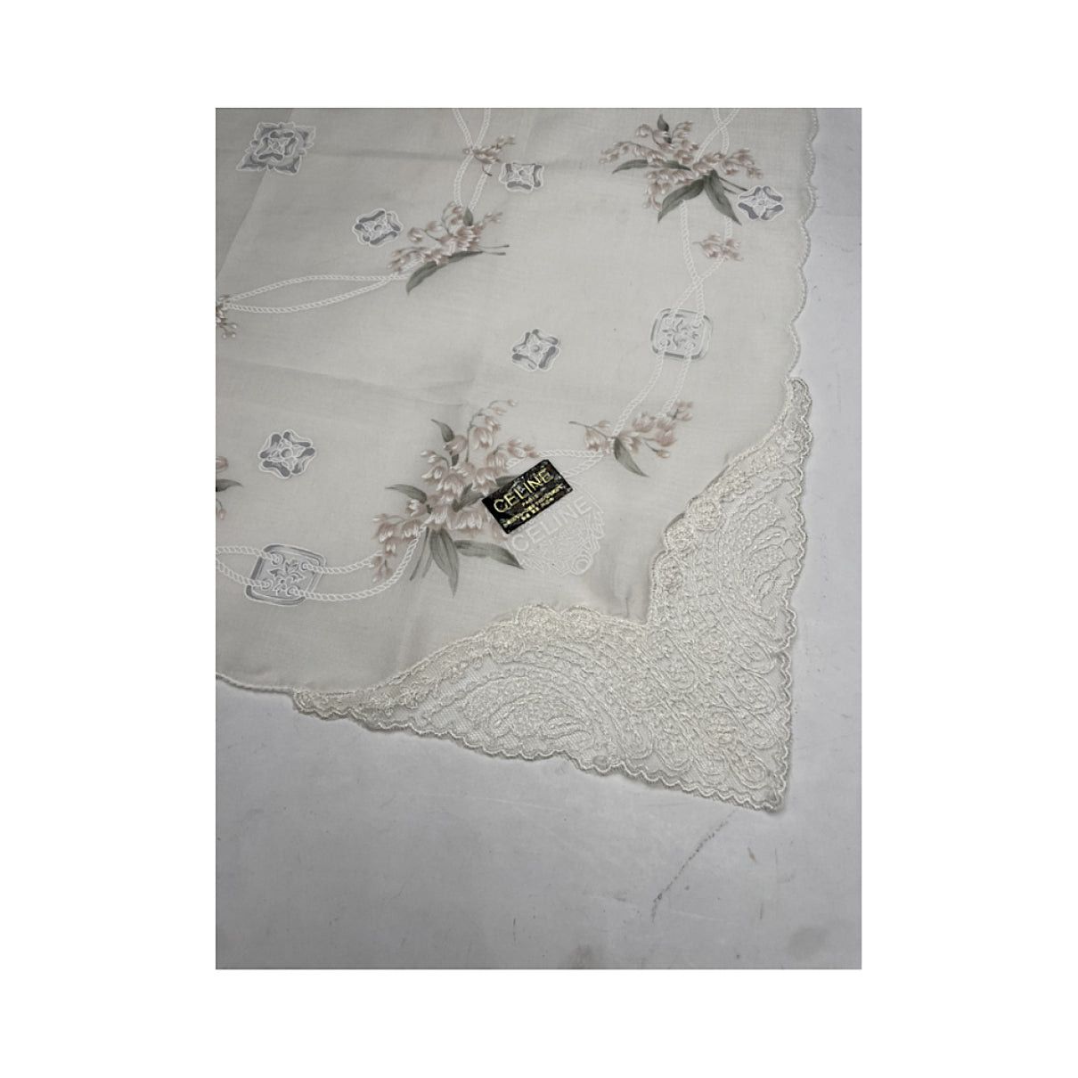 Celine White Silk Silk Handkerchief Size ONE SIZE - 2 Thumbnail