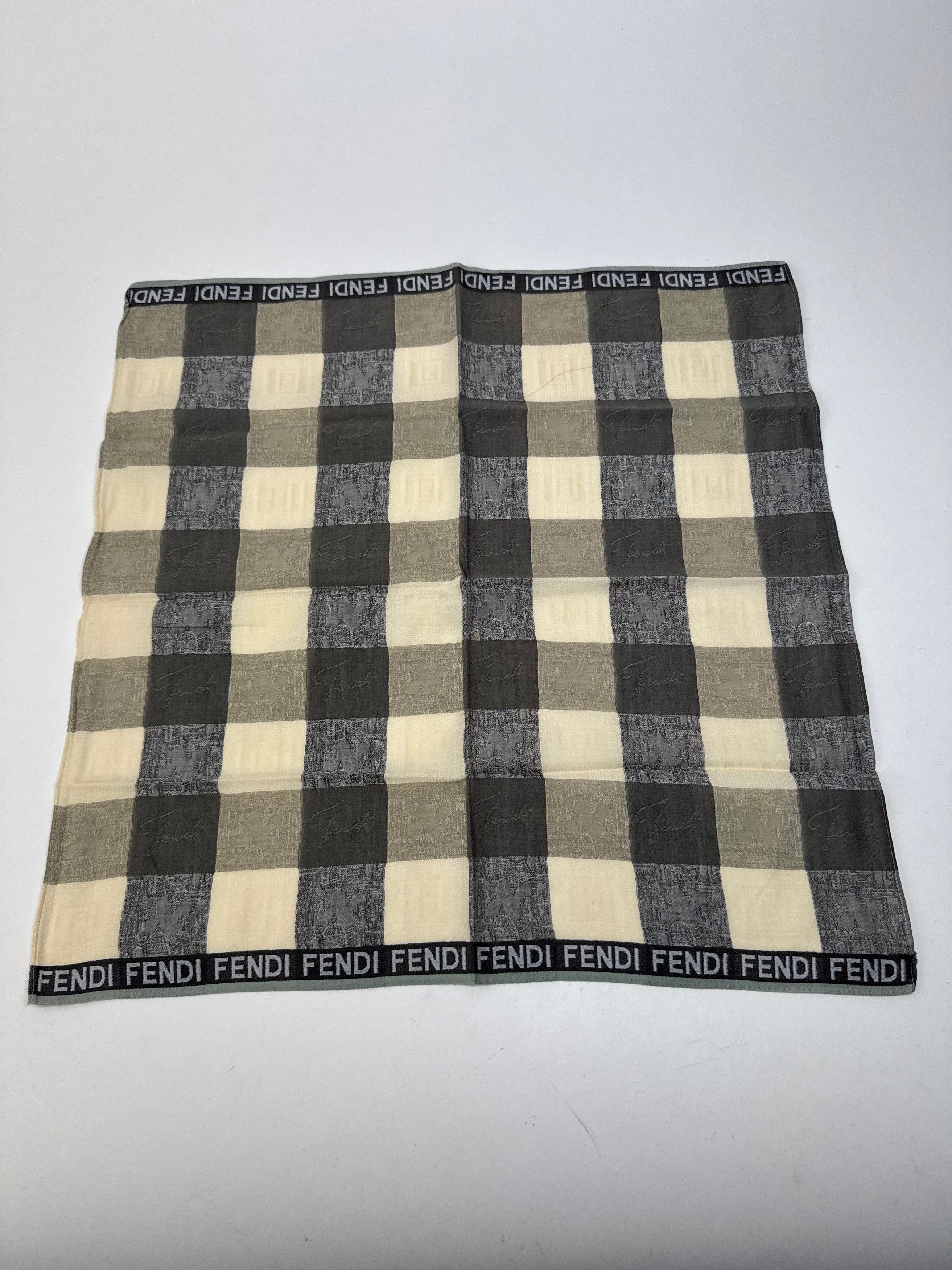 Fendi Vintage Checked Scarf brown beige Size ONE SIZE - 3 Thumbnail