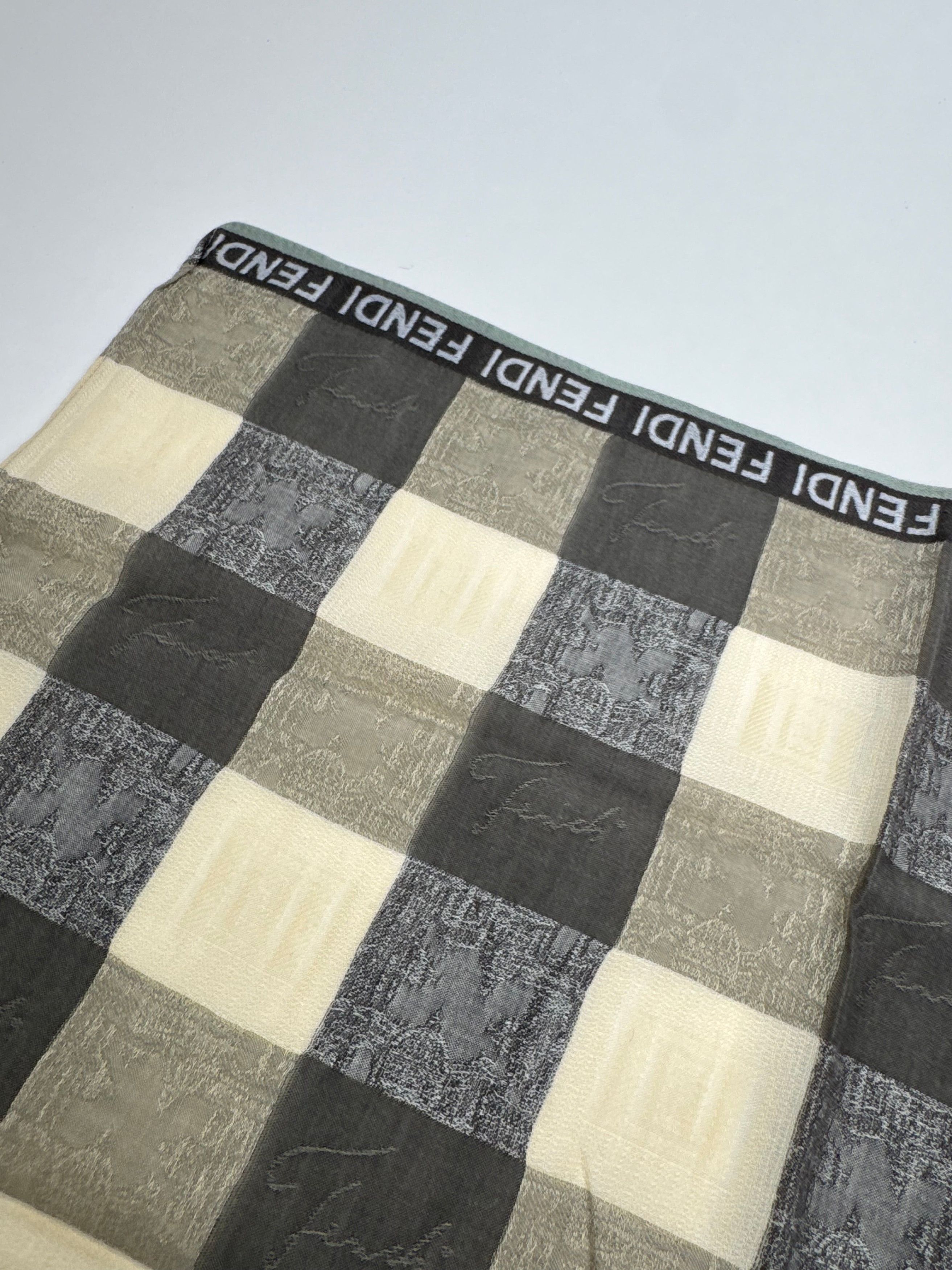 Fendi Vintage Checked Scarf brown beige Size ONE SIZE - 6 Thumbnail