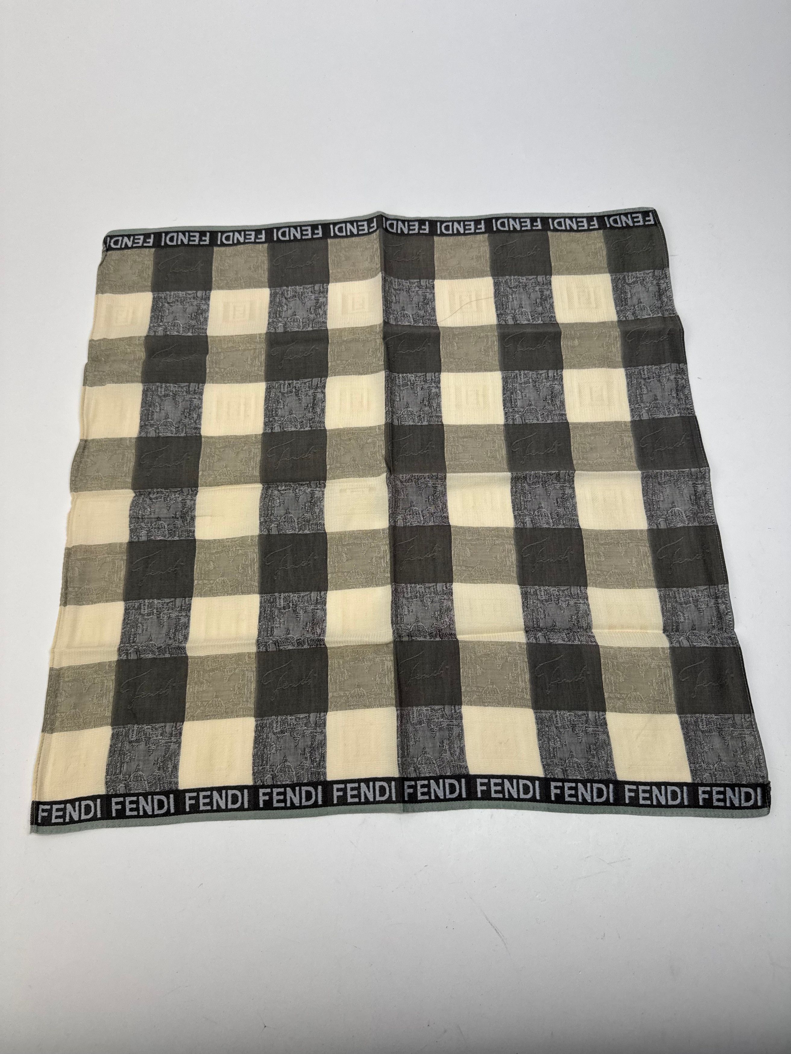 Fendi Vintage Checked Scarf brown beige Size ONE SIZE - 2 Thumbnail