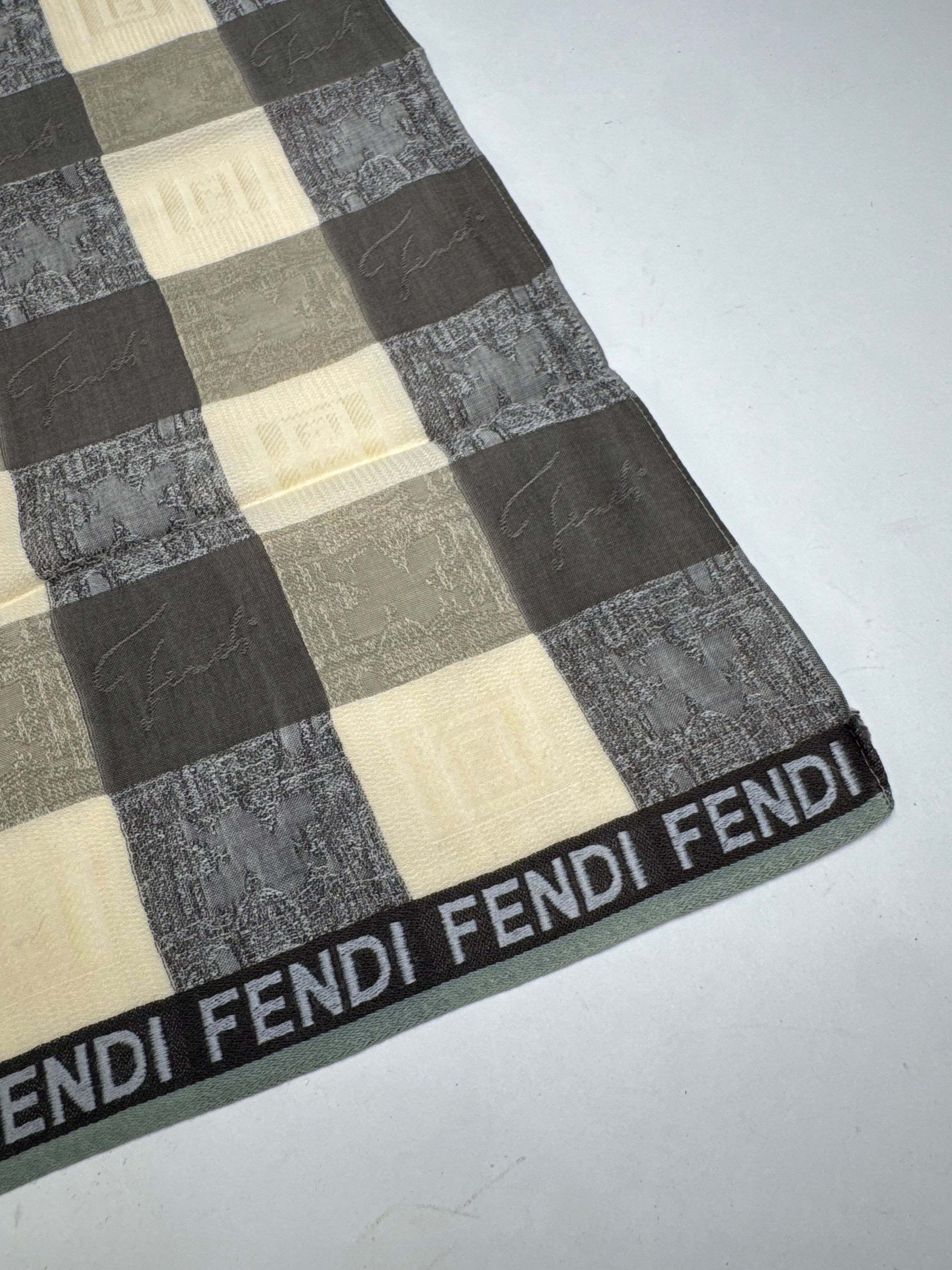Fendi Vintage Checked Scarf brown beige Size ONE SIZE - 4 Thumbnail