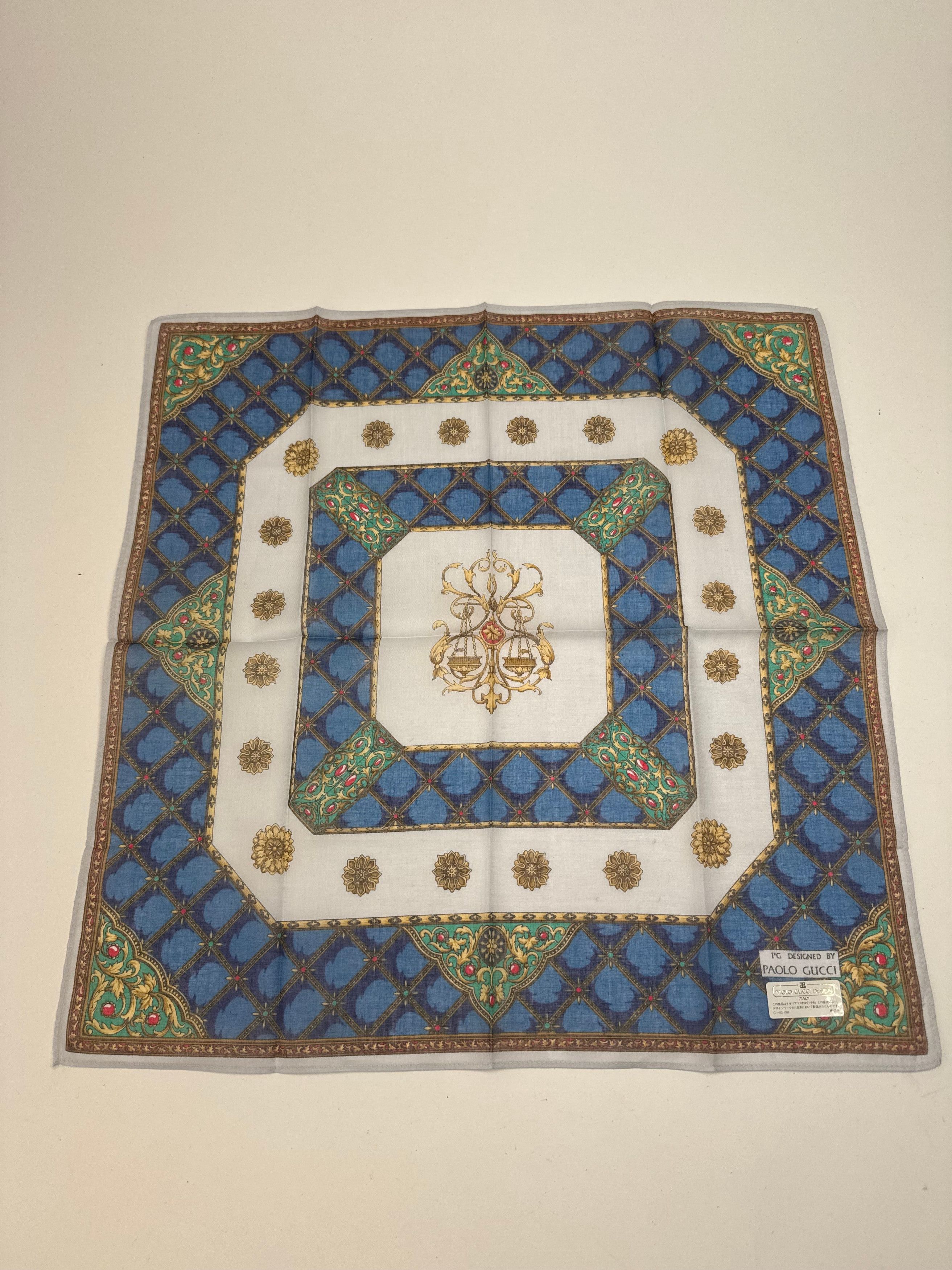 Gucci Vintage Scarf Blue Green Size ONE SIZE - 4 Thumbnail