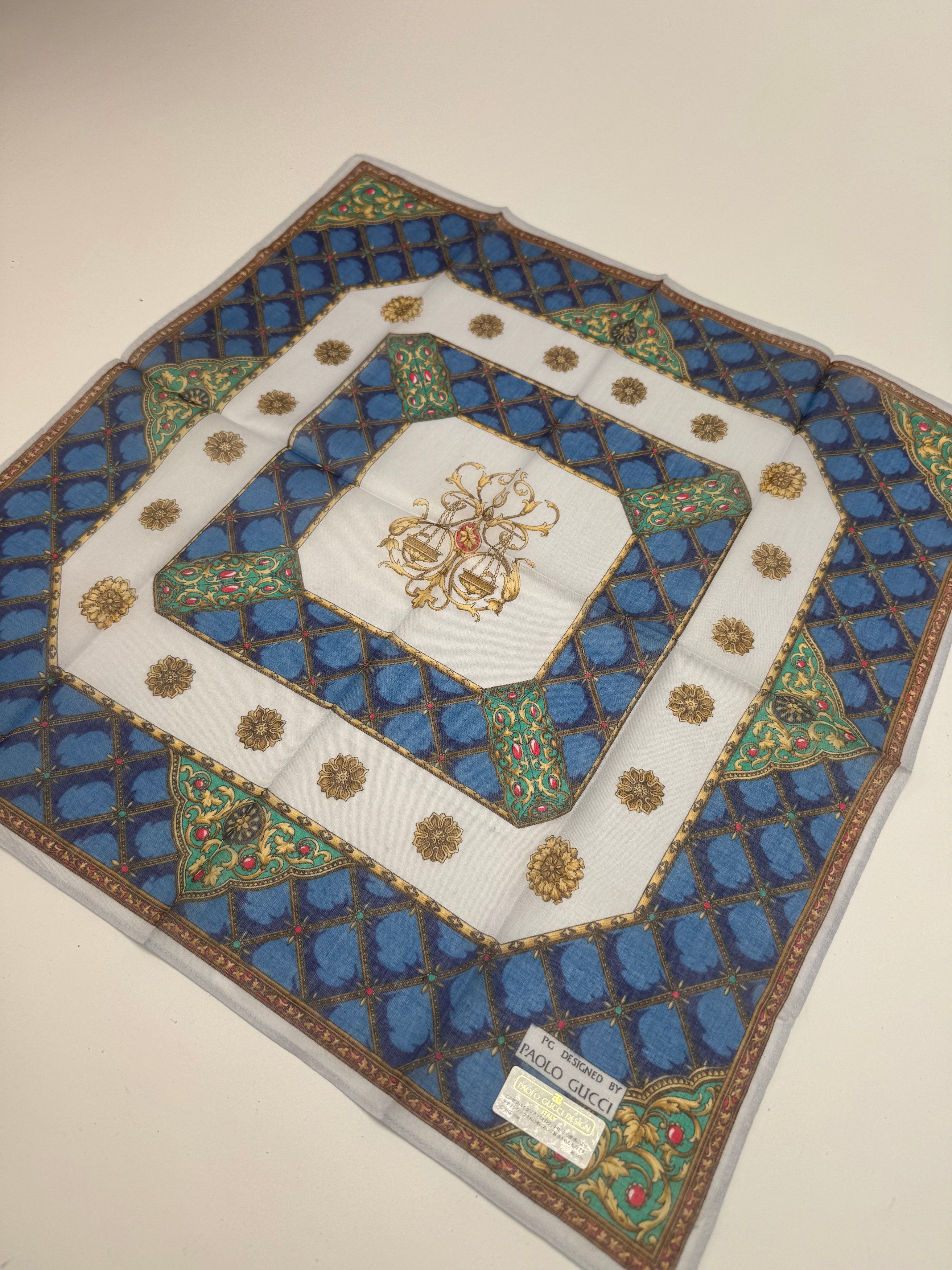 Gucci Vintage Scarf Blue Green Size ONE SIZE - 7 Thumbnail