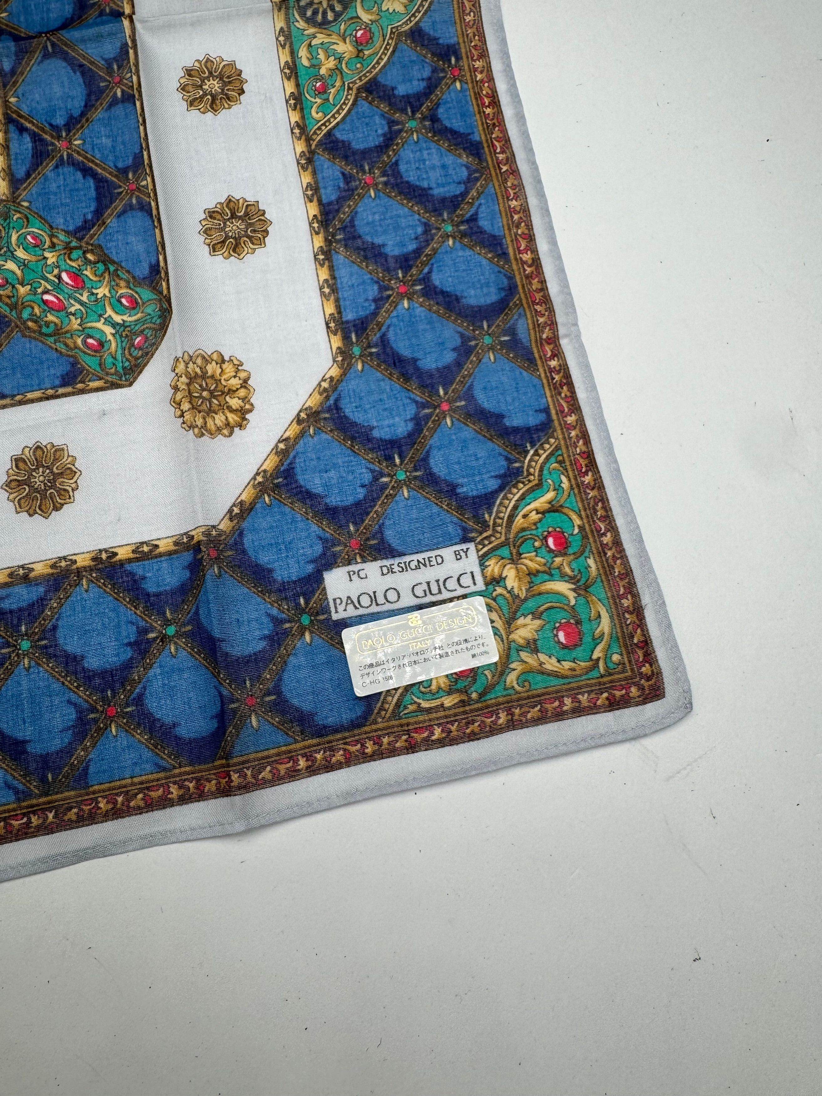 Gucci Vintage Scarf Blue Green Size ONE SIZE - 2 Thumbnail