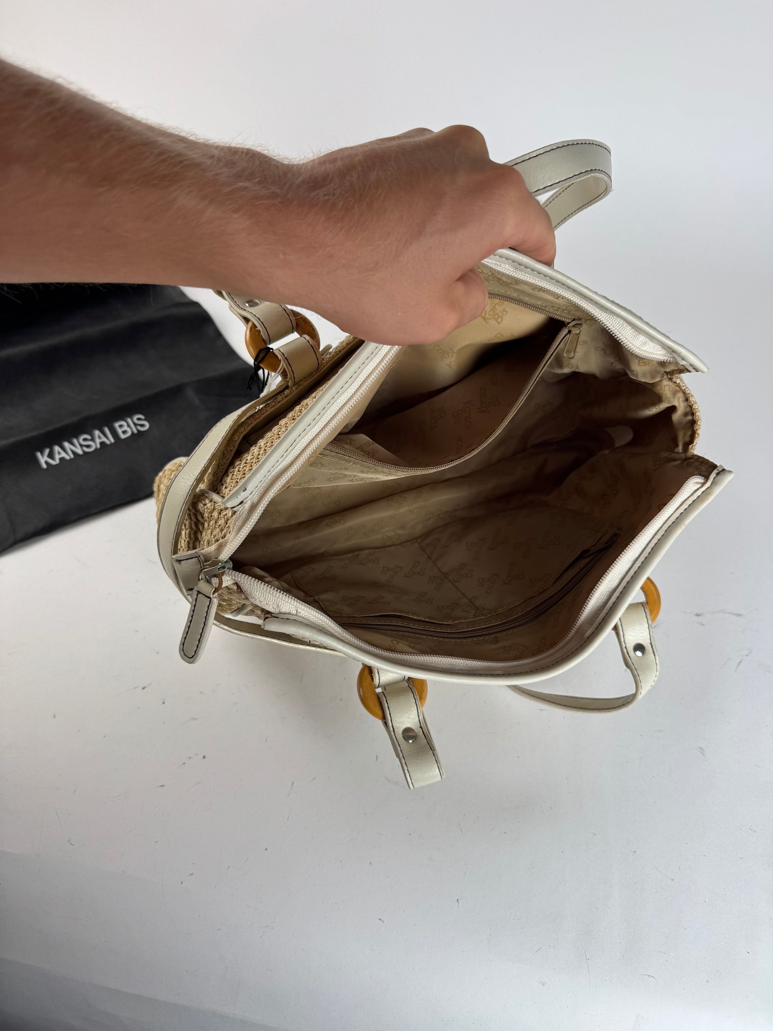 Kansai Yamamoto Vintage Handbag beige white Size ONE SIZE - 3 Thumbnail