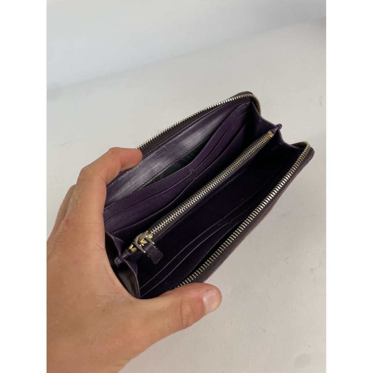 Miu Miu Purple Leather Wallet Size ONE SIZE - 3 Thumbnail