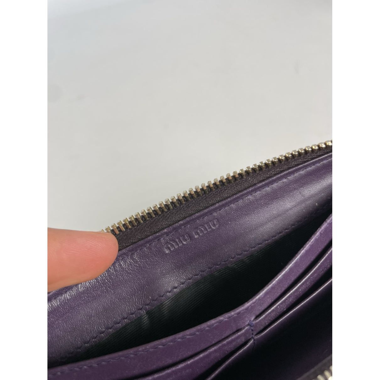 Miu Miu Purple Leather Wallet Size ONE SIZE - 4 Thumbnail