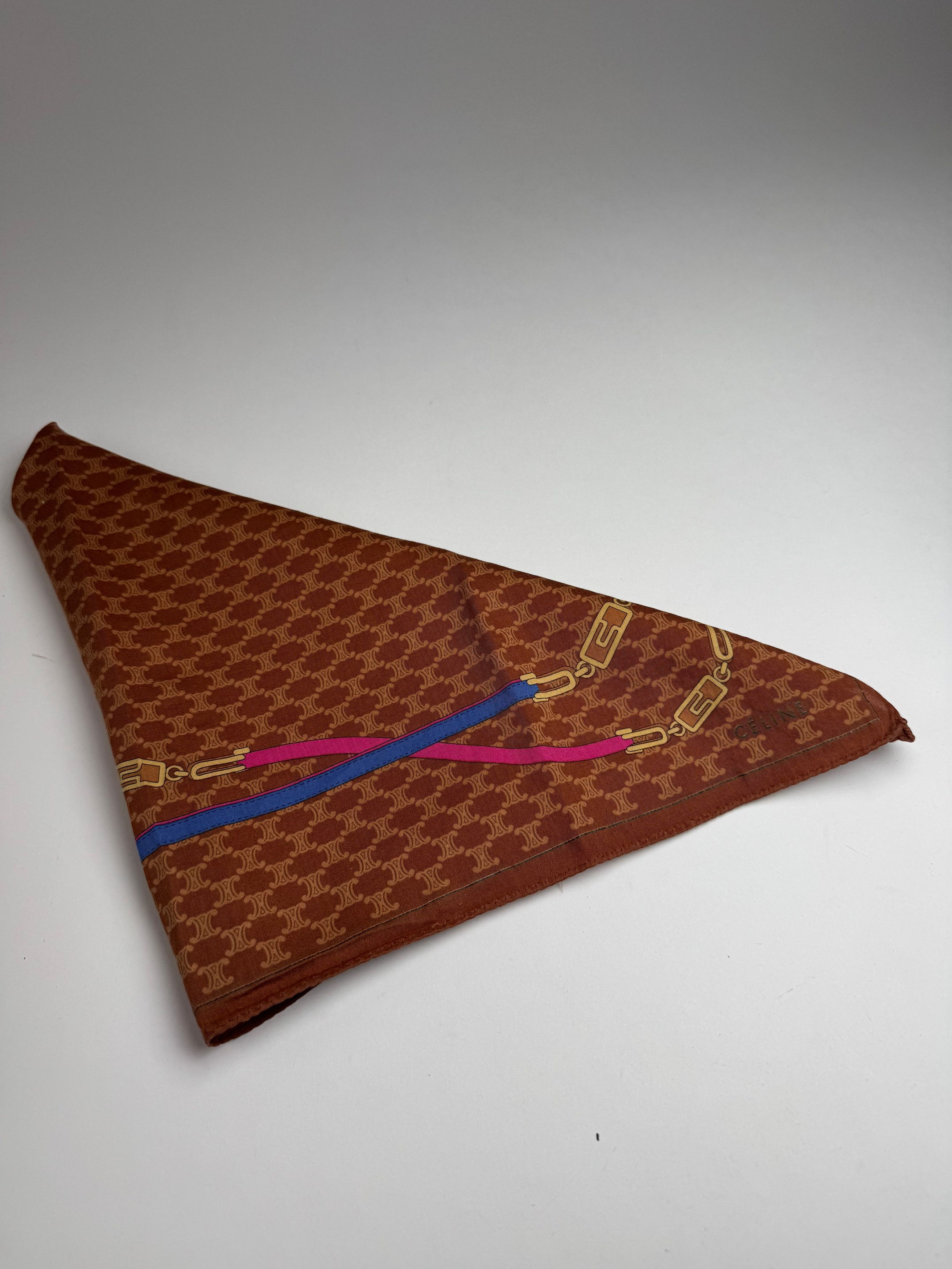 Celine Vintage Monogram Silk scarf brown Size ONE SIZE - 2 Thumbnail