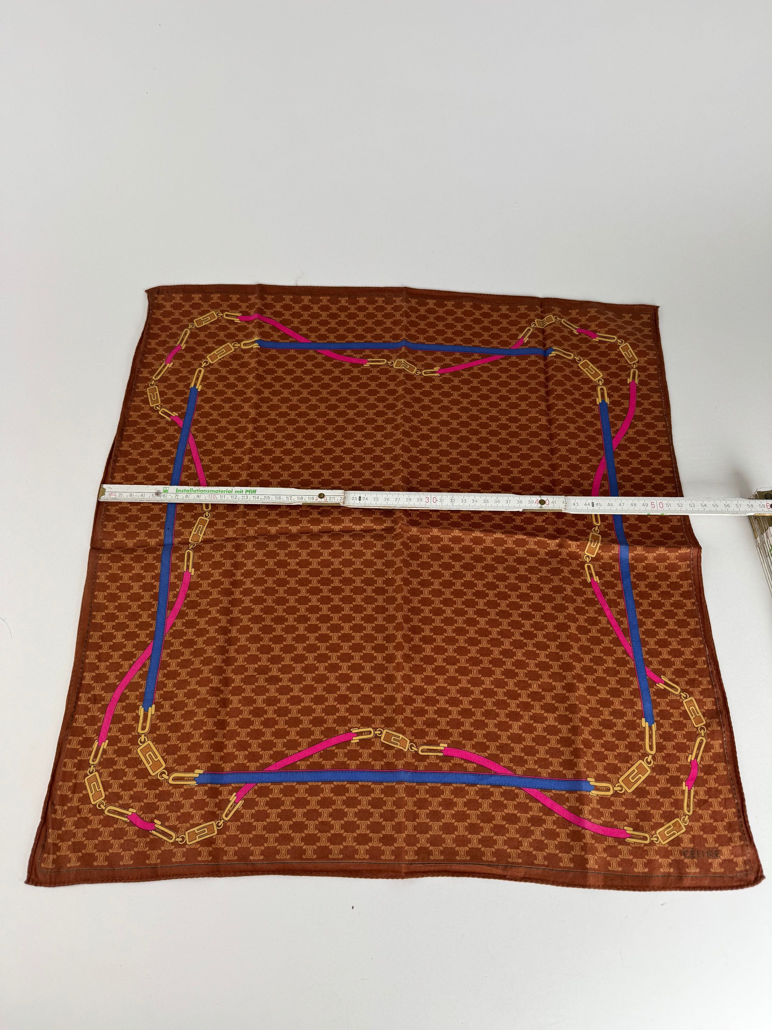 Celine Vintage Monogram Silk scarf brown Size ONE SIZE - 3 Thumbnail