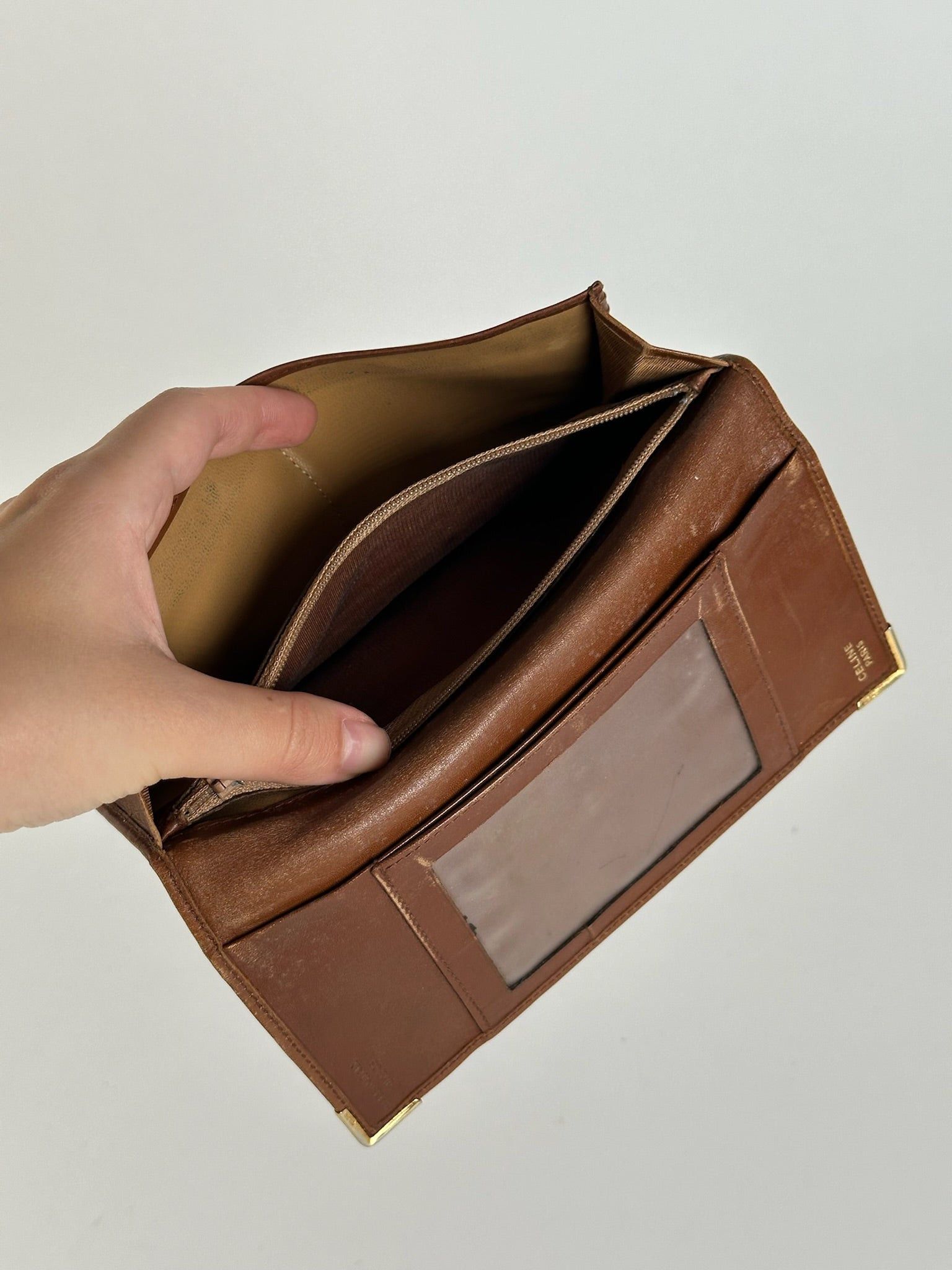 Celine Vintage Paris Leather ID Card Holder Brown Size ONE SIZE - 3 Thumbnail