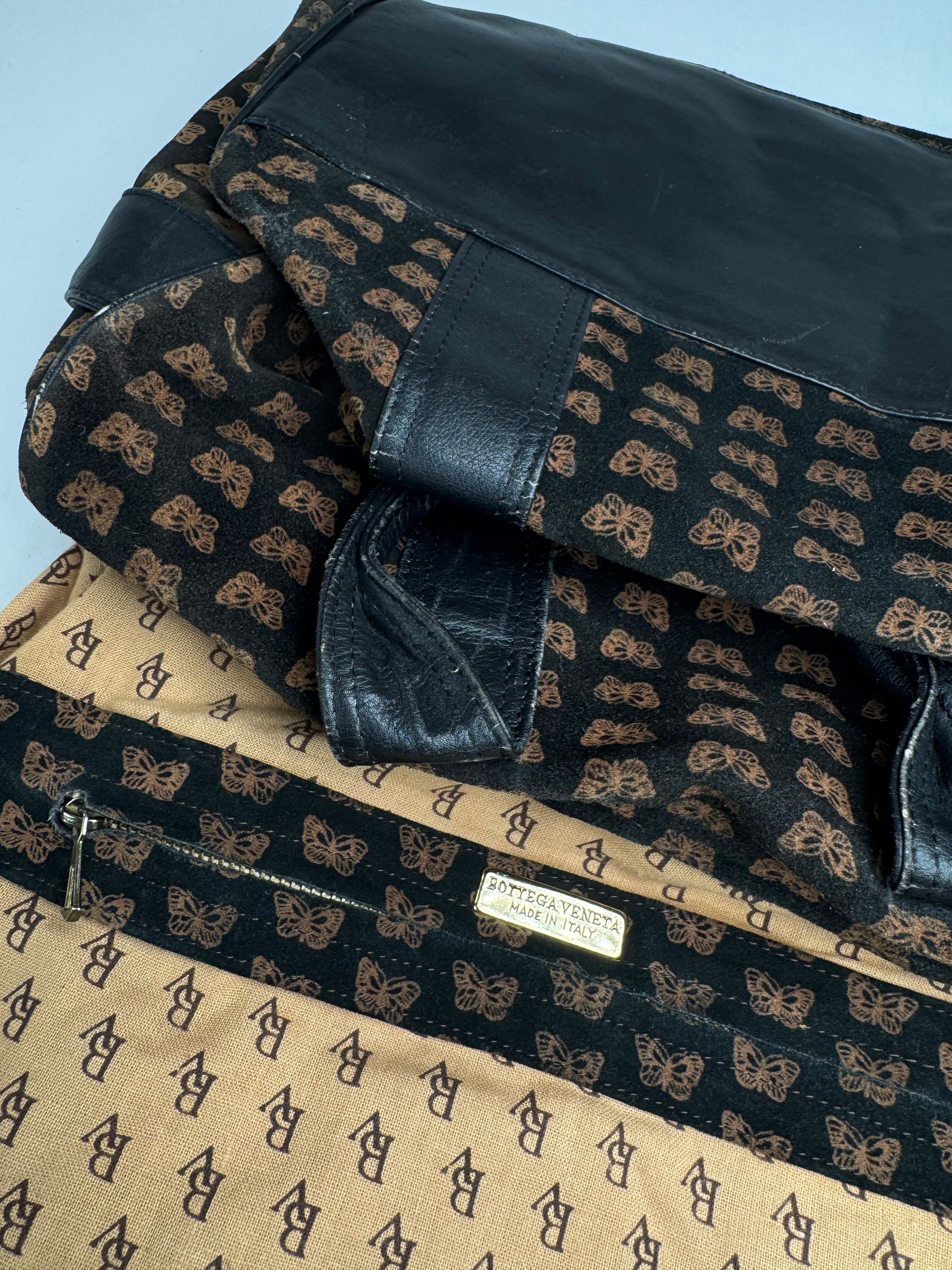Bottega Veneta Vintage Suede Leather Monogramm Bag black brown Size ONE SIZE - 3 Thumbnail