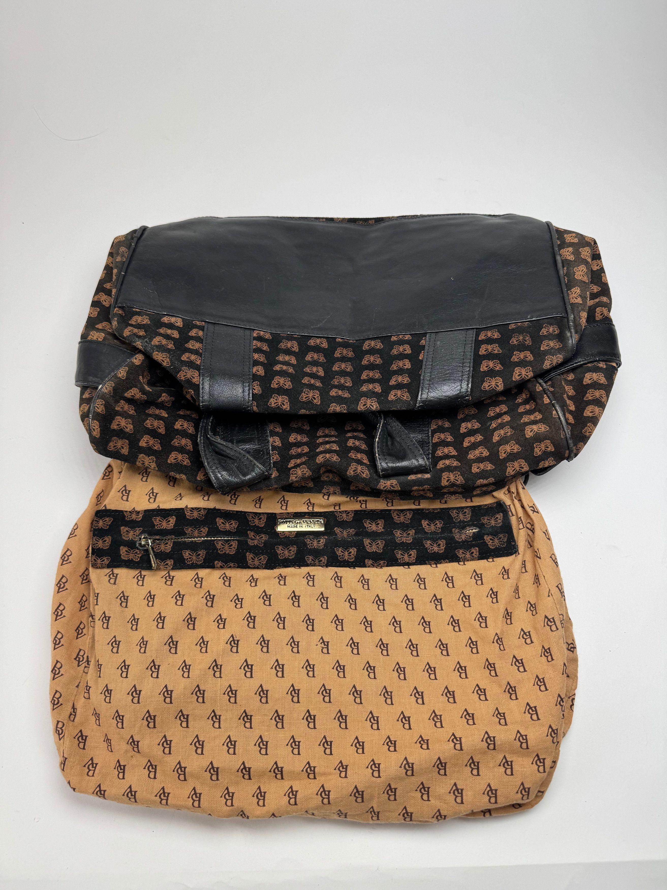 Bottega Veneta Vintage Suede Leather Monogramm Bag black brown Size ONE SIZE - 2 Thumbnail