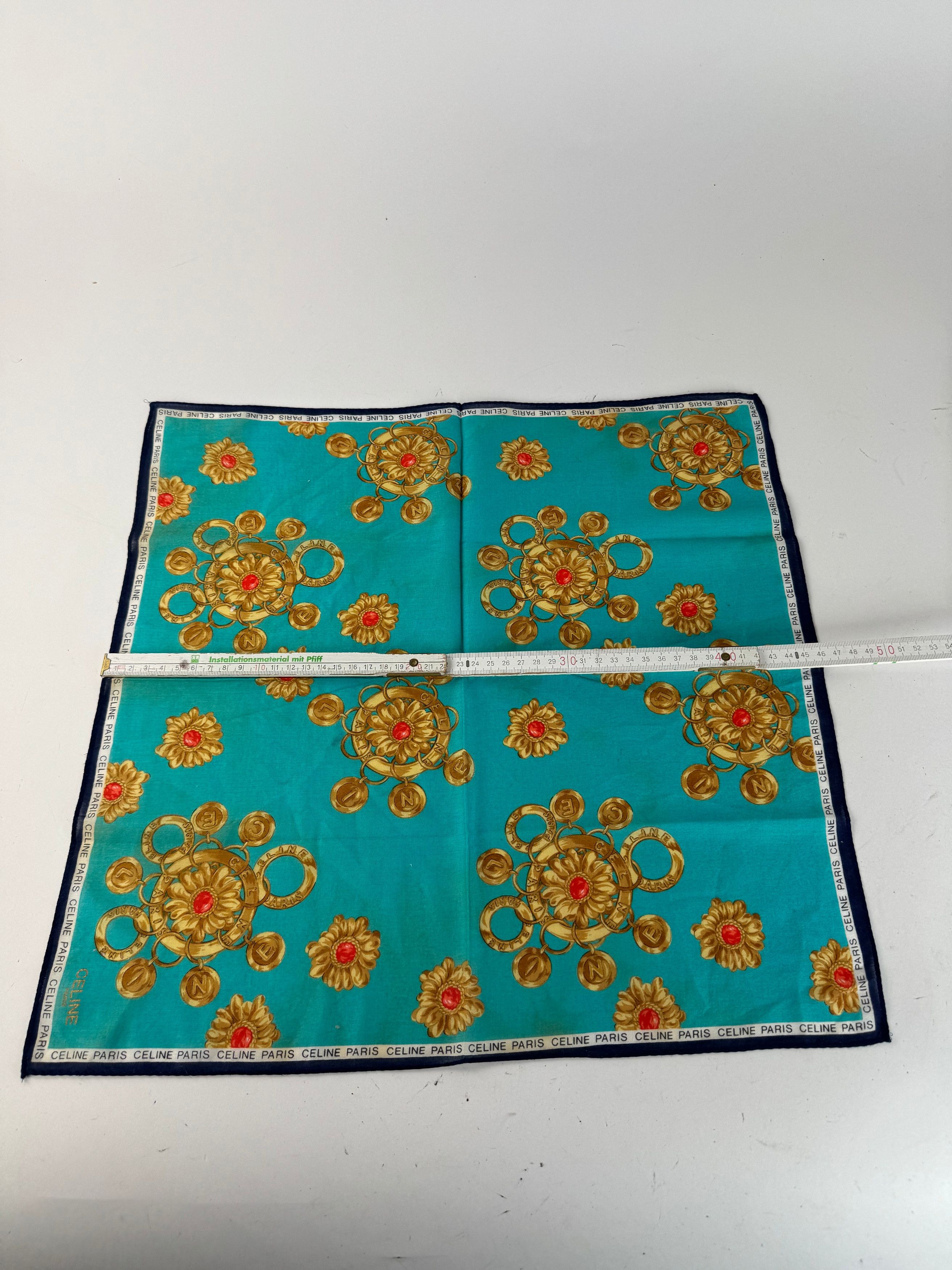 Celine Vintage Barocke Scarf turquiose Gold Size ONE SIZE - 8 Thumbnail