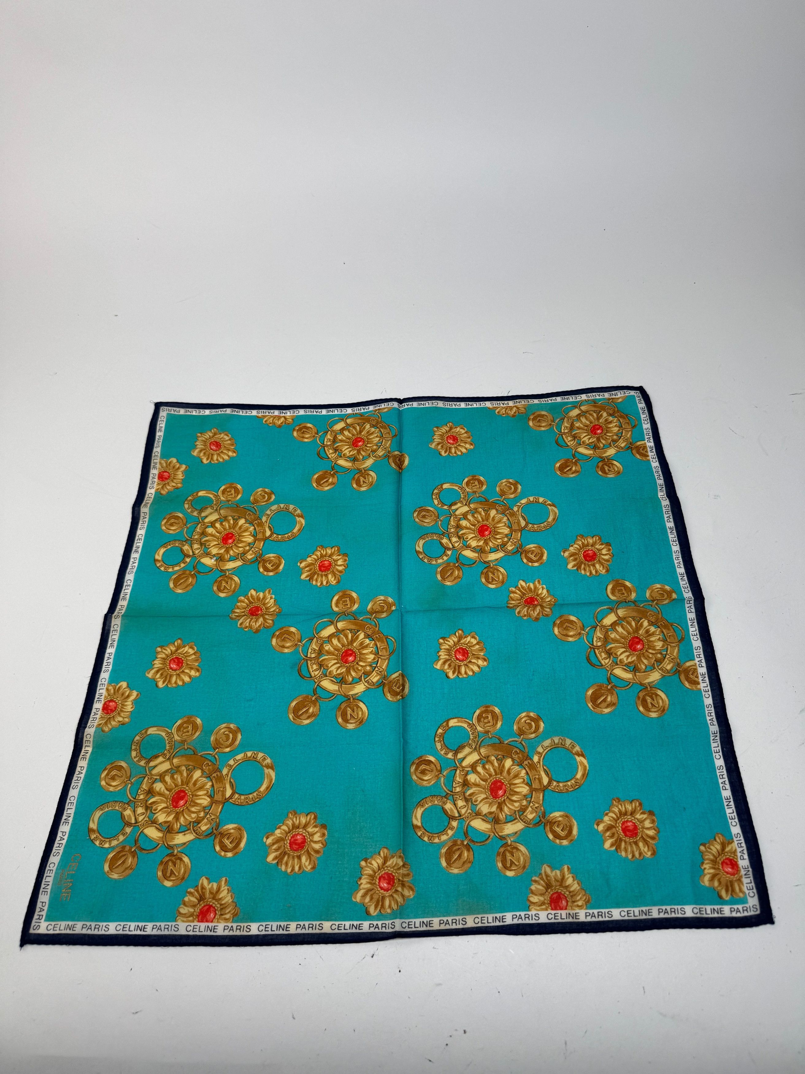 Celine Vintage Barocke Scarf turquiose Gold Size ONE SIZE - 4 Thumbnail