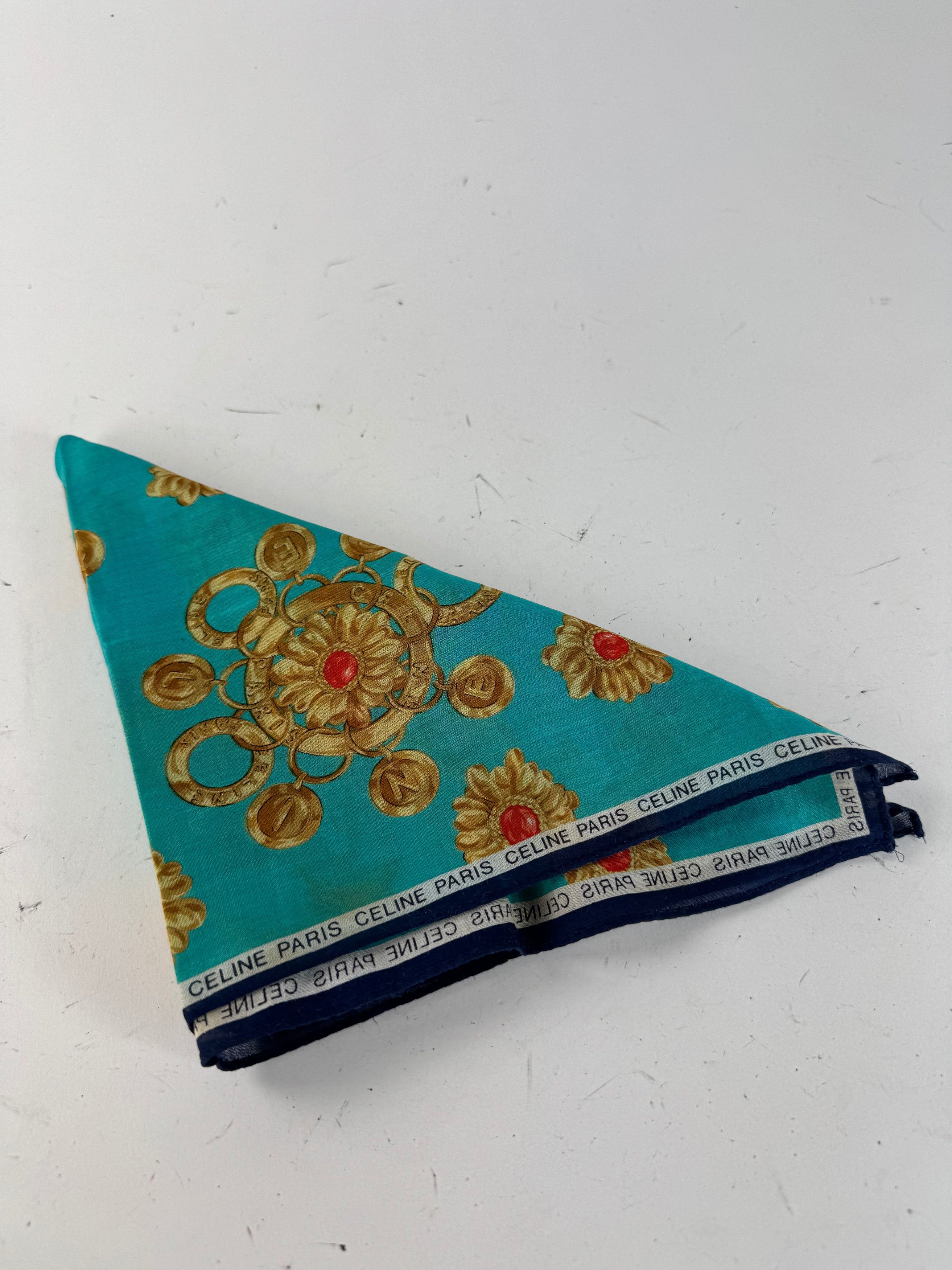Celine Vintage Barocke Scarf turquiose Gold Size ONE SIZE - 9 Thumbnail