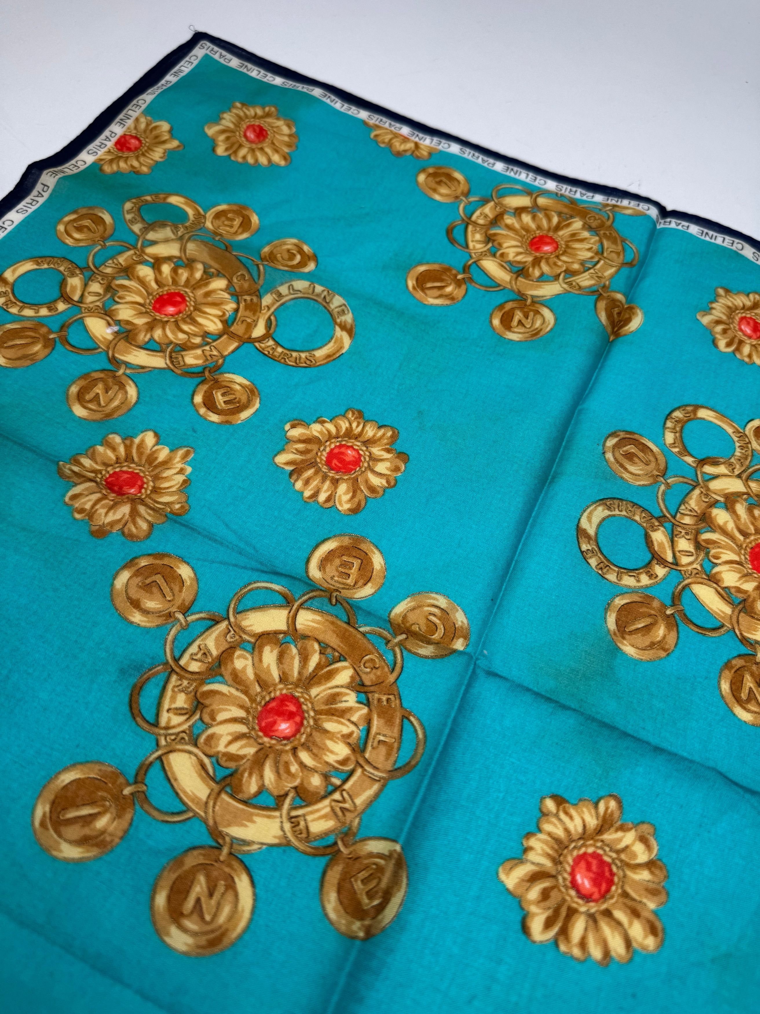 Celine Vintage Barocke Scarf turquiose Gold Size ONE SIZE - 6 Thumbnail
